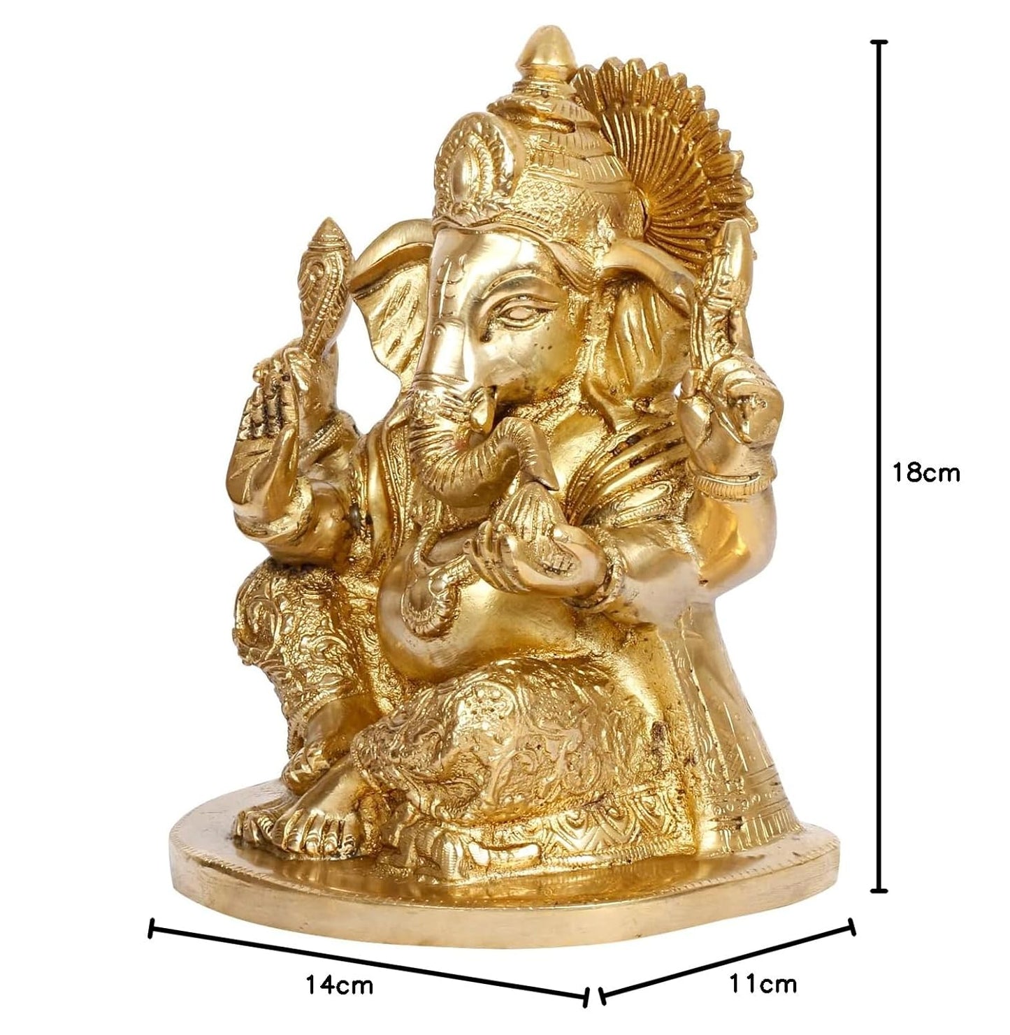 Brass Ganesh Bhagwan Idol Ganesha Statue Ganpati Murti for Home Entrance Decor Diwali Gift 7 Inch - SvarupArt