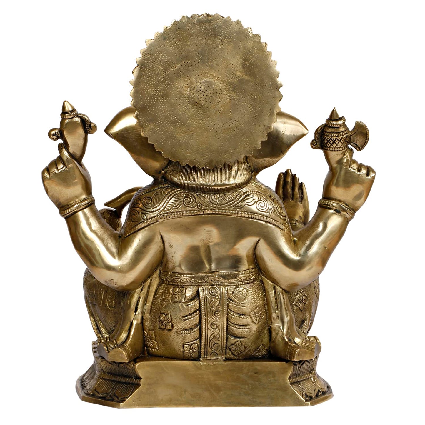 Brass Ganesha Idol for Puja Home Decoration Ganpati Statue Murti for Gift Height 16 Inch Weight 14 Kg Color Antique Gold - SvarupArt