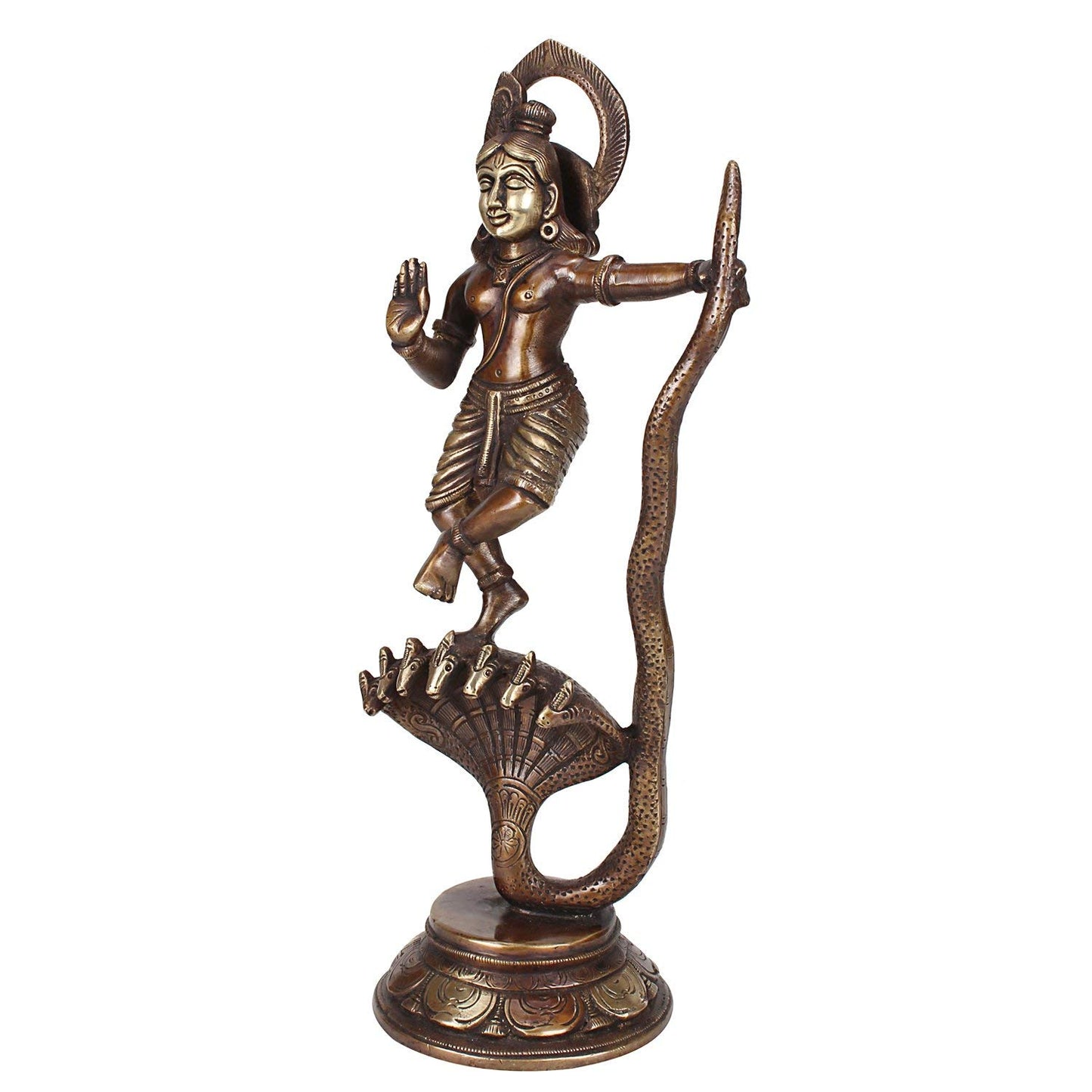 Brass Krishna Bhagwan Idol Murli Kishan Murti Playing Bansuri Gift for Home Mandir Decor Marriage Height 12.5 Inch - SvarupArt