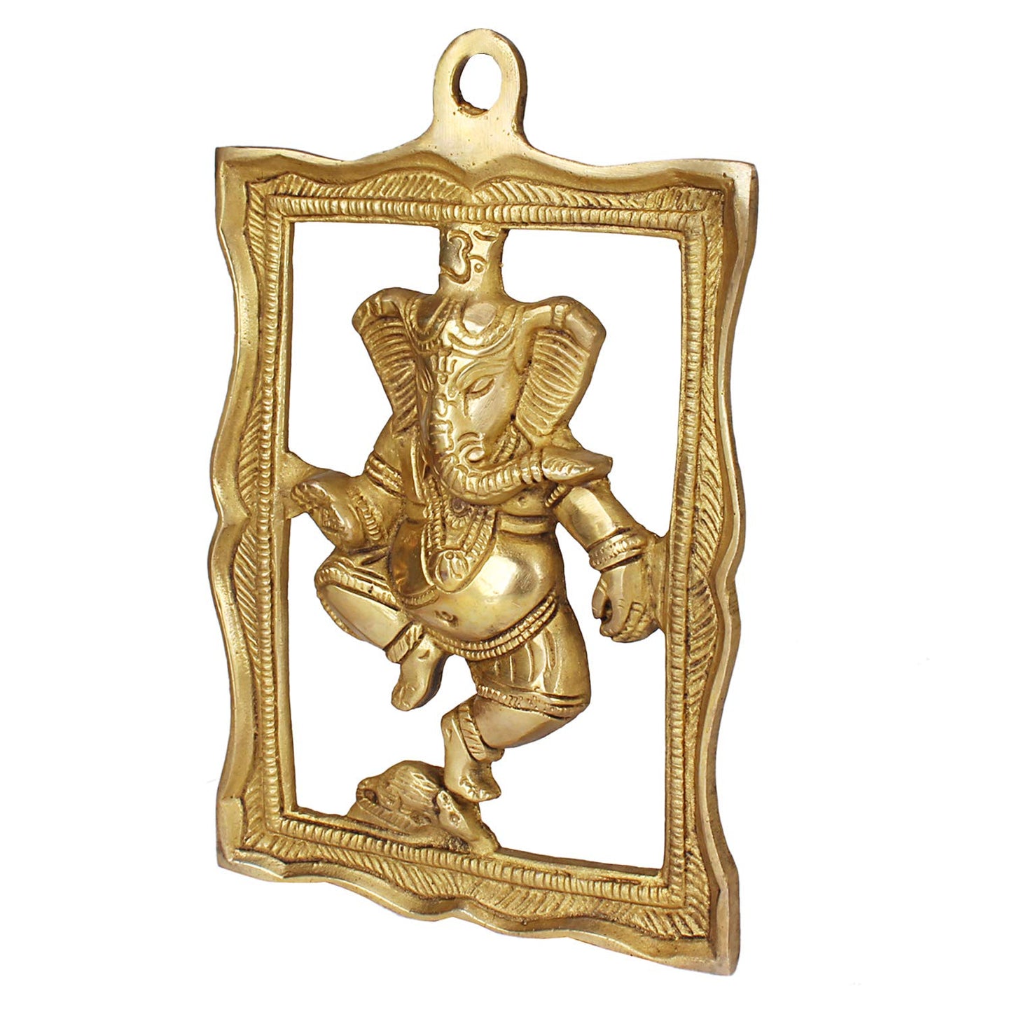Brass Ganesh Wall Hanging Ganesha Idol In Gold Color Height 9 Inch - SvarupArt