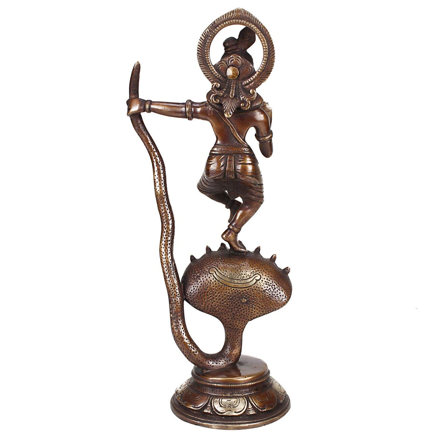 Brass Krishna Bhagwan Idol Murli Kishan Murti Playing Bansuri Gift for Home Mandir Decor Marriage Height 12.5 Inch - SvarupArt