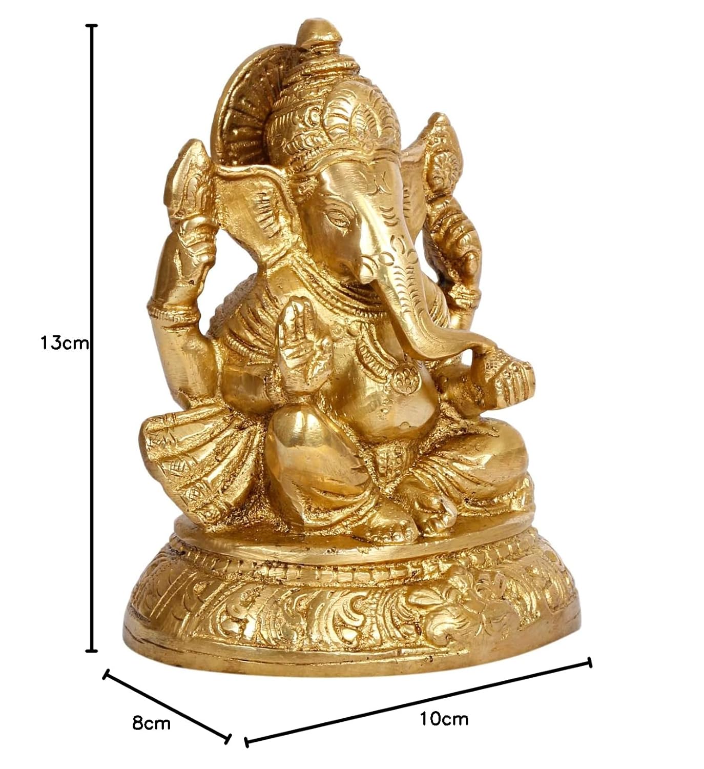 Brass Ganesh Ganesha Idol Good Luck God Statue Religious Pooja Temple Decorative Sculptures Height 5 Inch - SvarupArt
