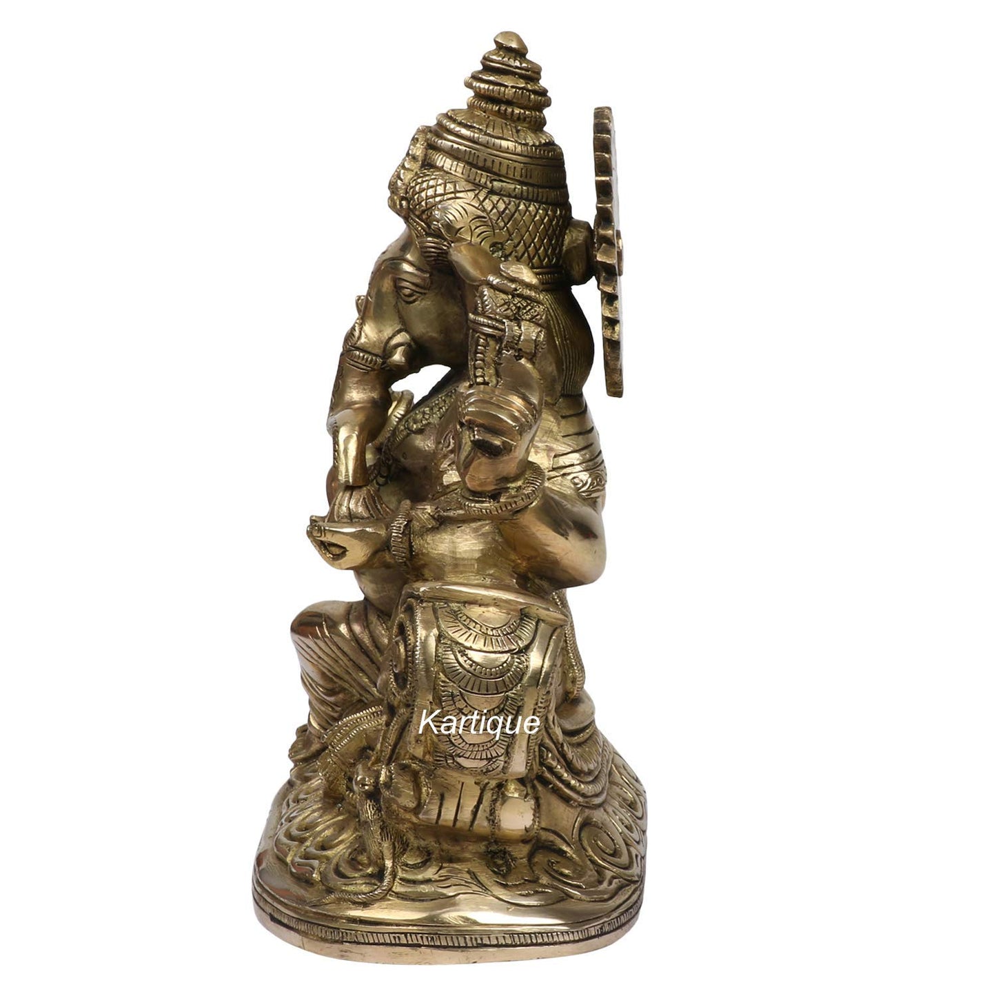 Brass Ganesha Idol for Home Decoration Ganpati Statue Murti for Gift Height 10 Inch Weight 4.6 Kg Color Gold - SvarupArt
