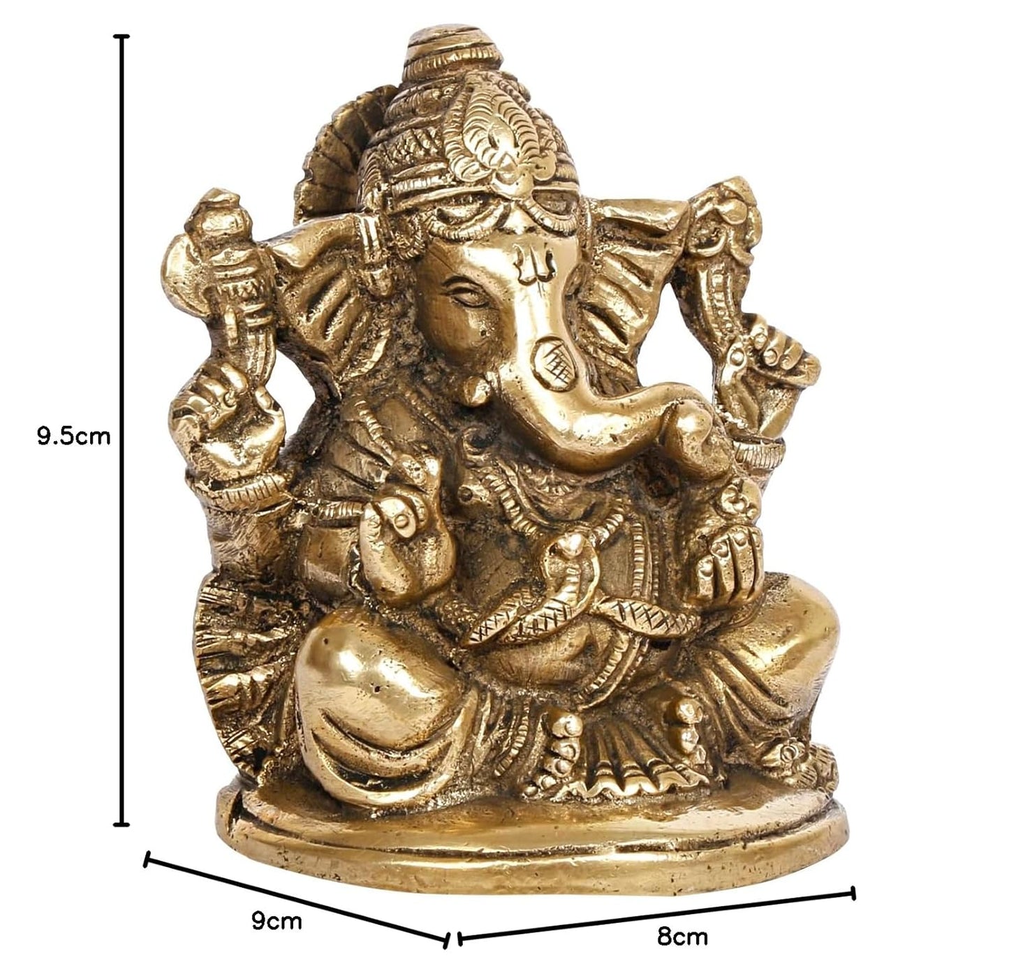 Brass Ganesh Idol Statue Murti God Ganesha Vinayak Ganpati Sitting Sculpture for Home Entrance Decor Diwali Gift - SvarupArt