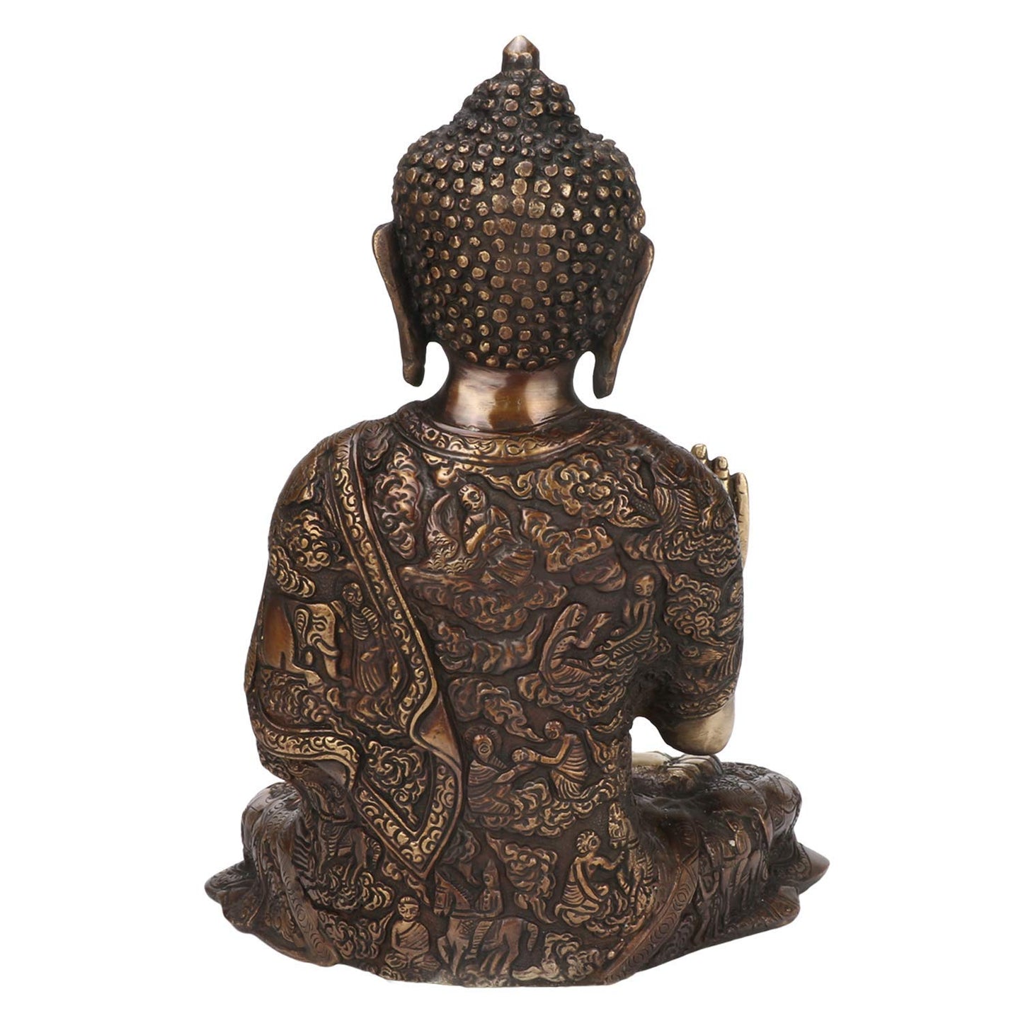 Brass Gautam Buddha Idol Statue Murti Draped in Stone Embellished Shawl for Home Decoration Blessing Buddha Height 12 Inch - SvarupArt