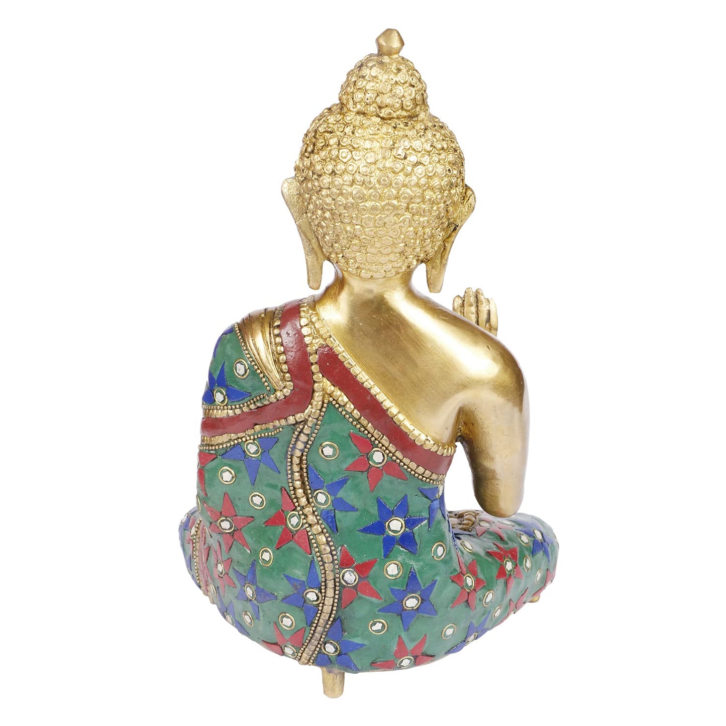 Brass Gautam Buddha Idol Statue Murti Draped in Stone Embellished Shawl for Home Decoration Blessing Buddha Height 11... - SvarupArt