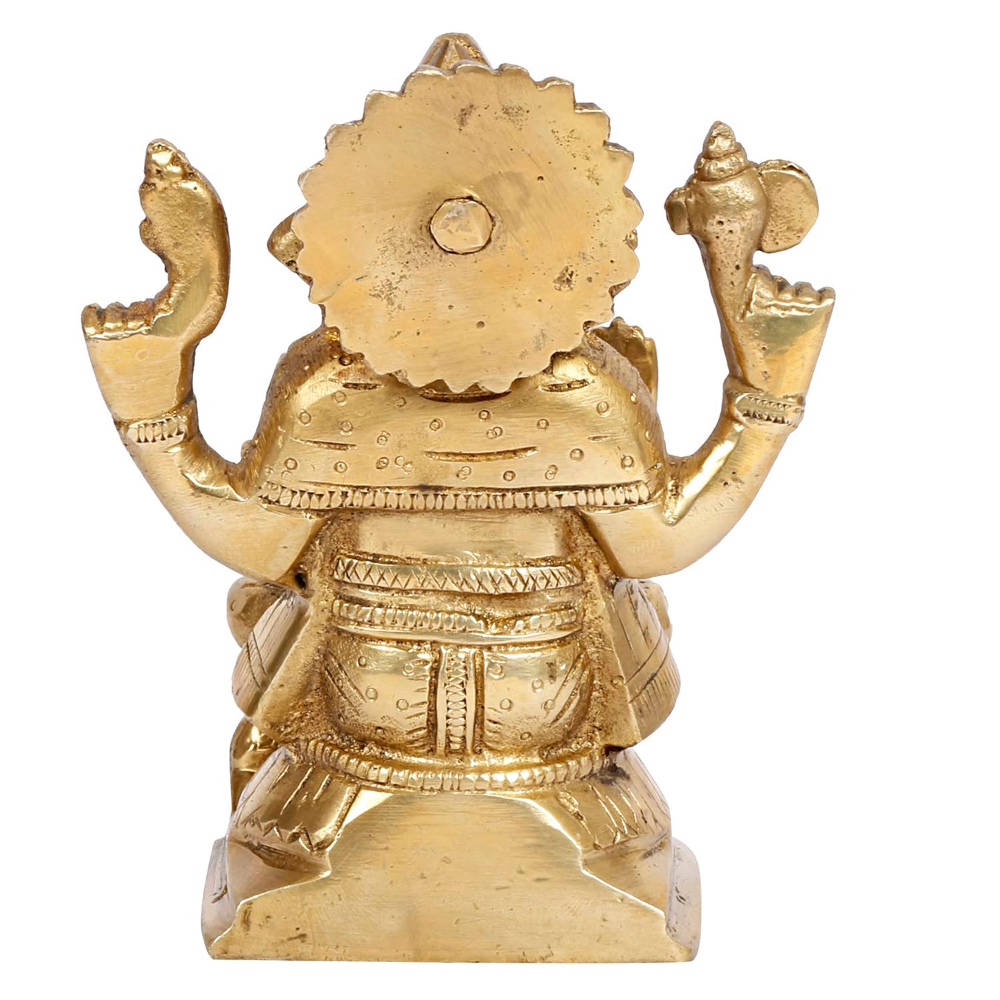 Brass Ganesh Bhagwan Idol Sitting Ganesha Statue Ganpati Puja Murti for Home Entrance Decor Diwali Gift 5 Inch - SvarupArt