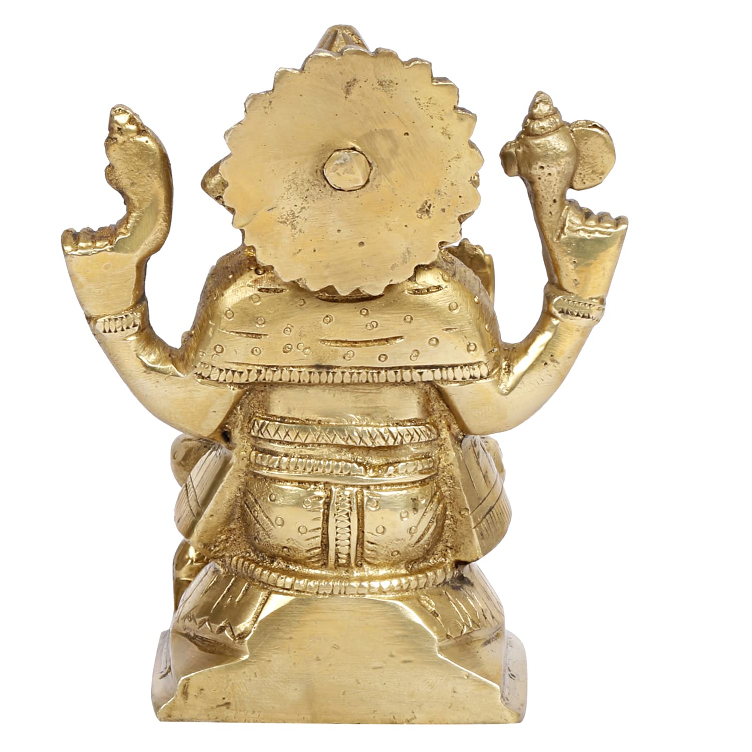 Brass Ganesh Bhagwan Idol Sitting Ganesha Statue Ganpati Puja Murti for Home Entrance Decor Diwali Gift 5 Inch - SvarupArt