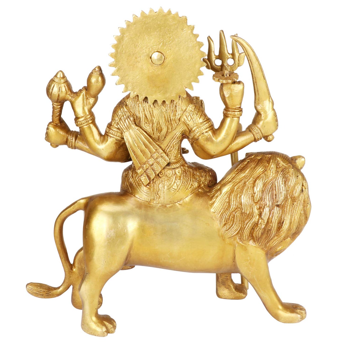 Brass Maa Durga Idol Sitting On Lion Ma Sherwali Murti Vaishno Devi Statue for Home Mandir Gift Navratra Puja 9.5 Inch - SvarupArt