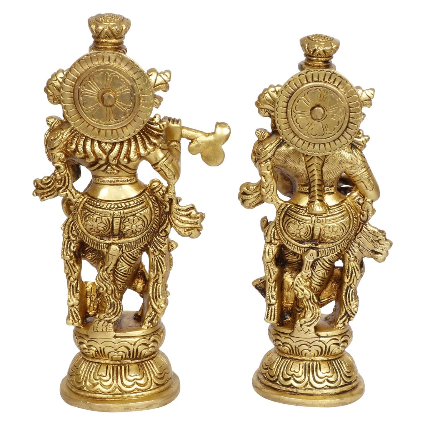 Brass Radha Krishna Idol Living Room Showpiece in Gold Color Height 9 Inch - SvarupArt