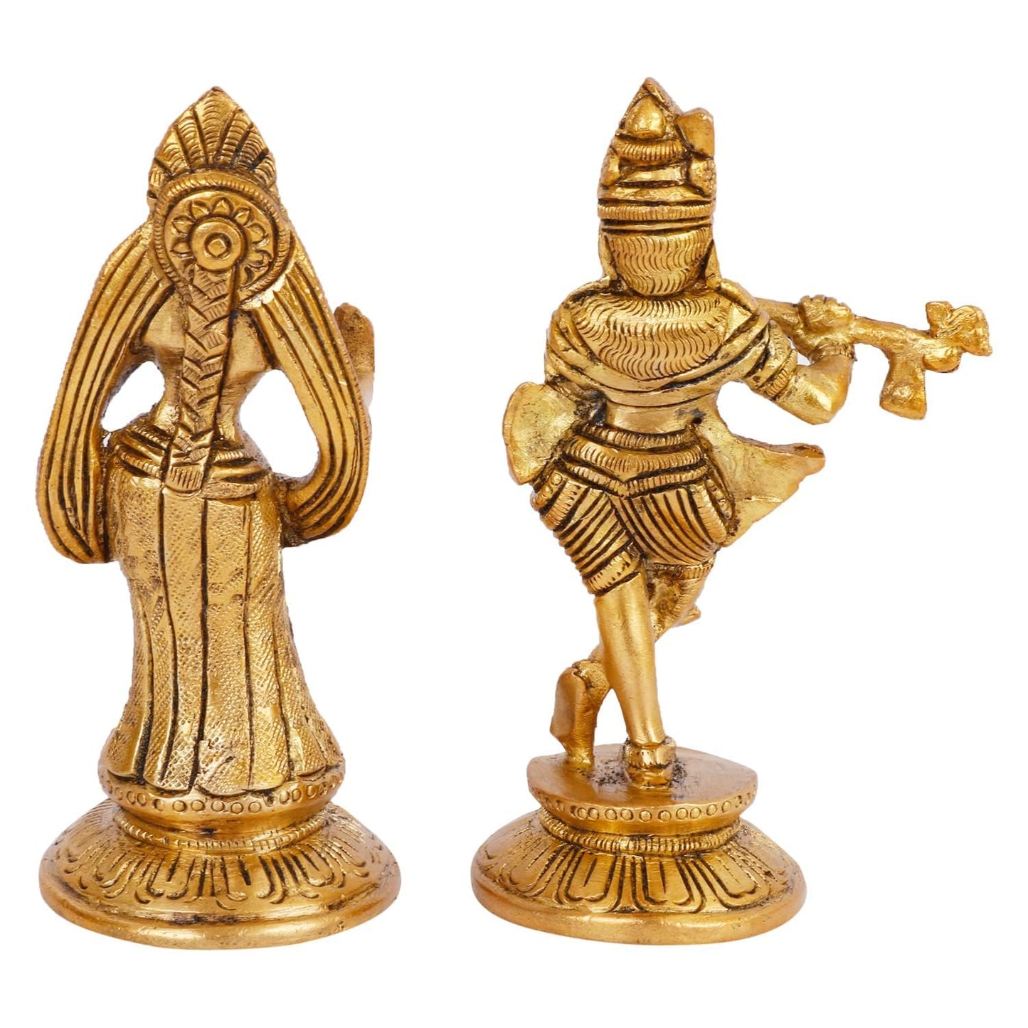 Brass Radha Krishna Idol for Gift in Gold Color Height 4.5 Inch - SvarupArt