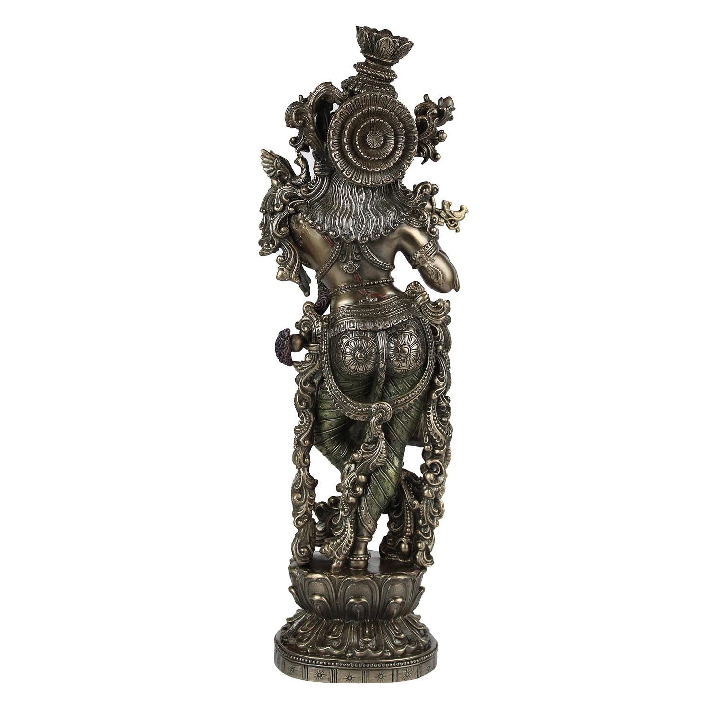 Resin Idol Krishna Bhagwan Murli Kishan Murti Playing Bansuri Height 15 Inch Weight 1.5 Kg Color Antique - SvarupArt