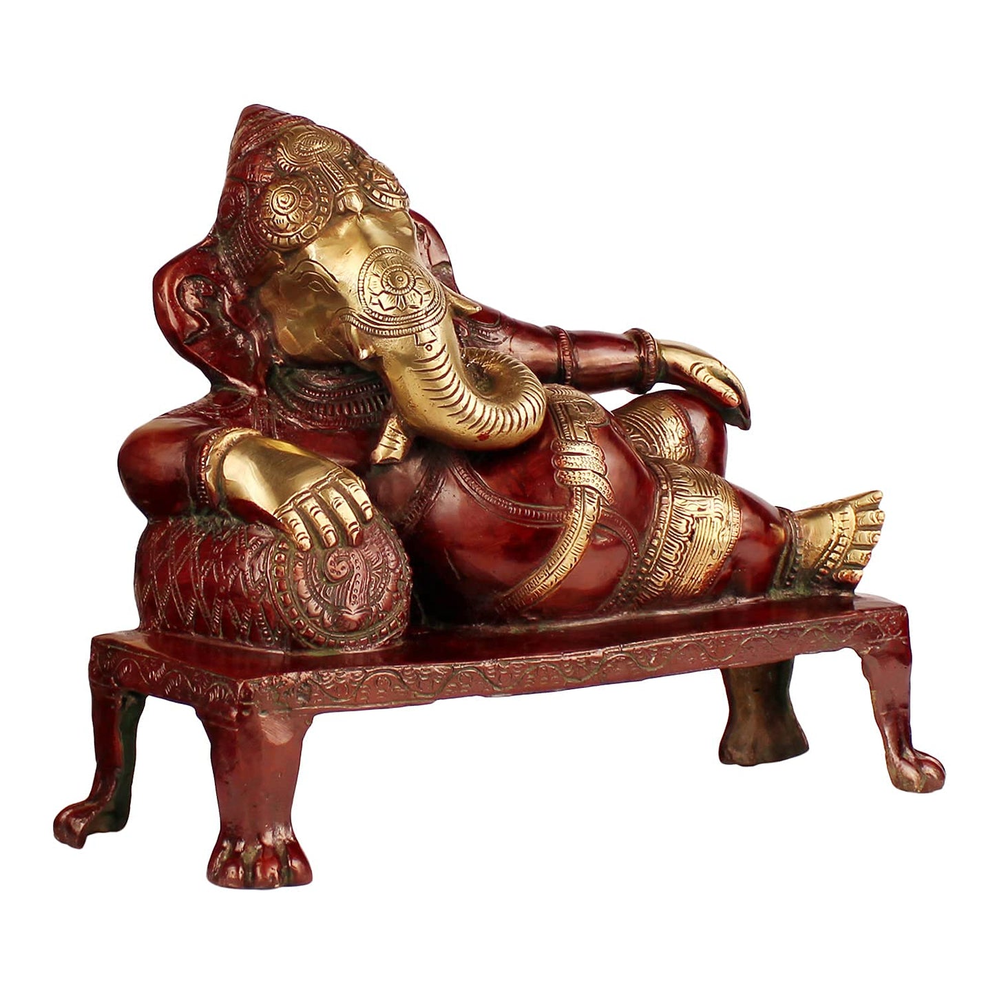 Brass Ganesha Idol for Home Decoration Ganpati Statue Murti for Gift Height 10 Inch Weight 7 Kg Color Brown - SvarupArt