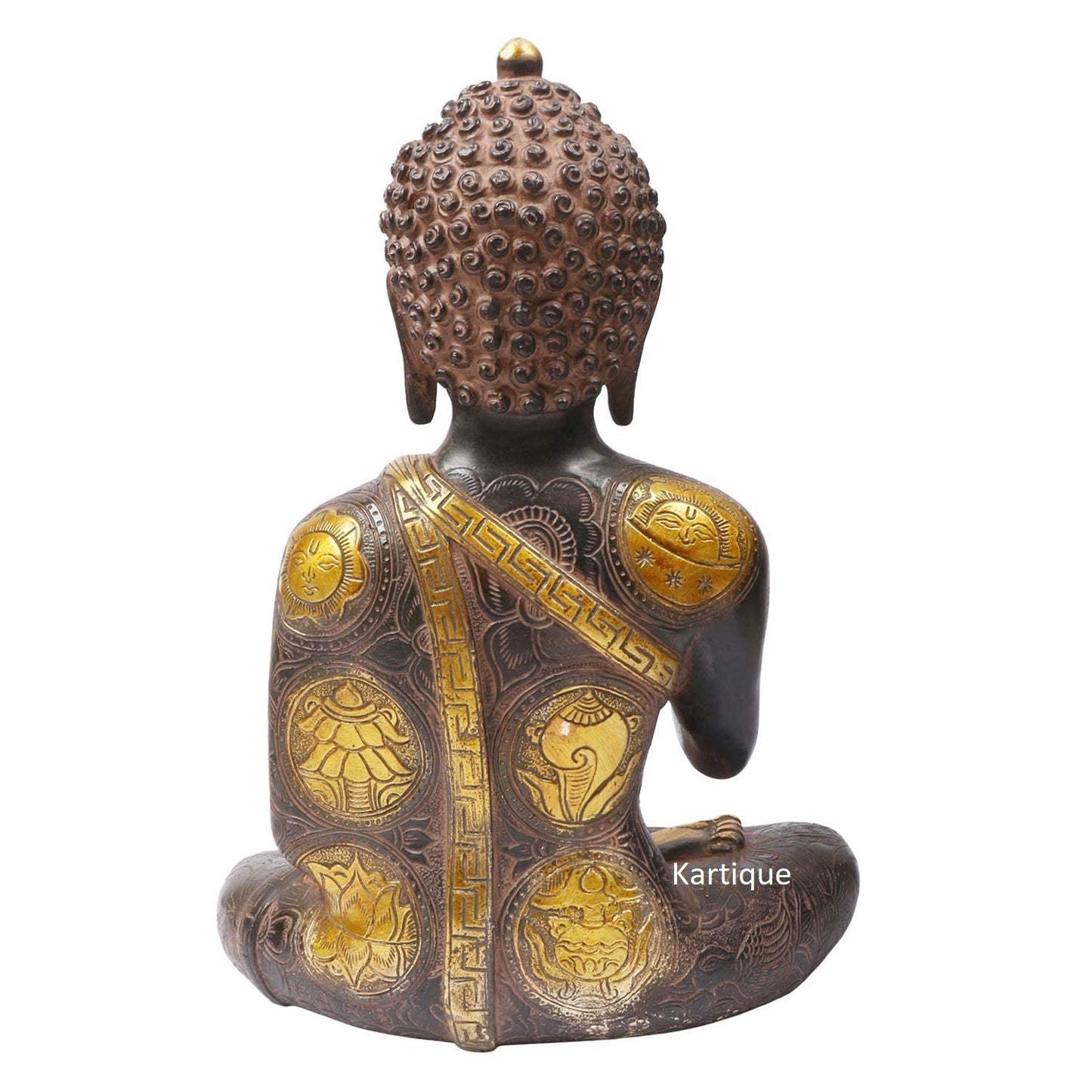 Brass Gautam Buddha Idol Statue Murti Draped in Stone Embellished Shawl for Home Decoration Blessing Buddha Height 12 Inch - SvarupArt