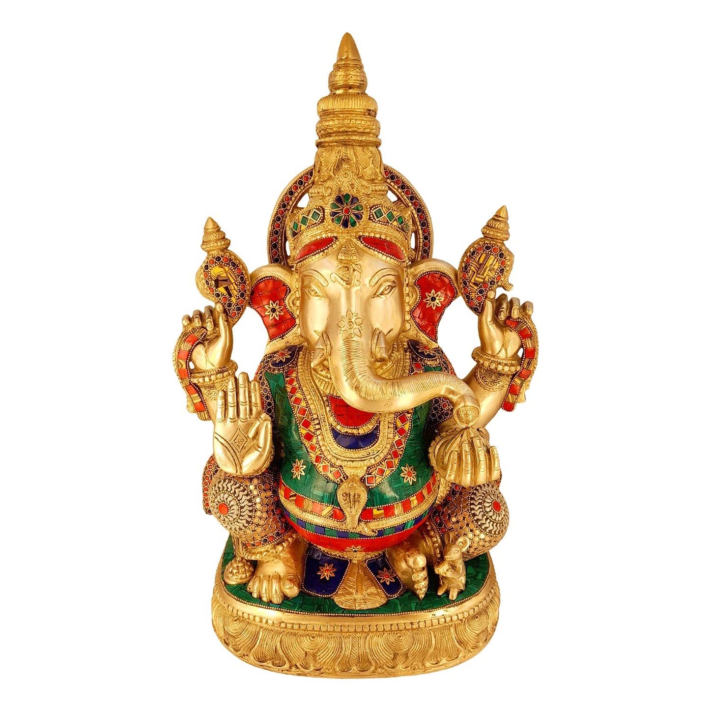 Brass Ganesha Idol for Home Decoration Ganpati Statue Murti for Gift Height 20 Inch Weight 23 Kg Color Multicolor - SvarupArt