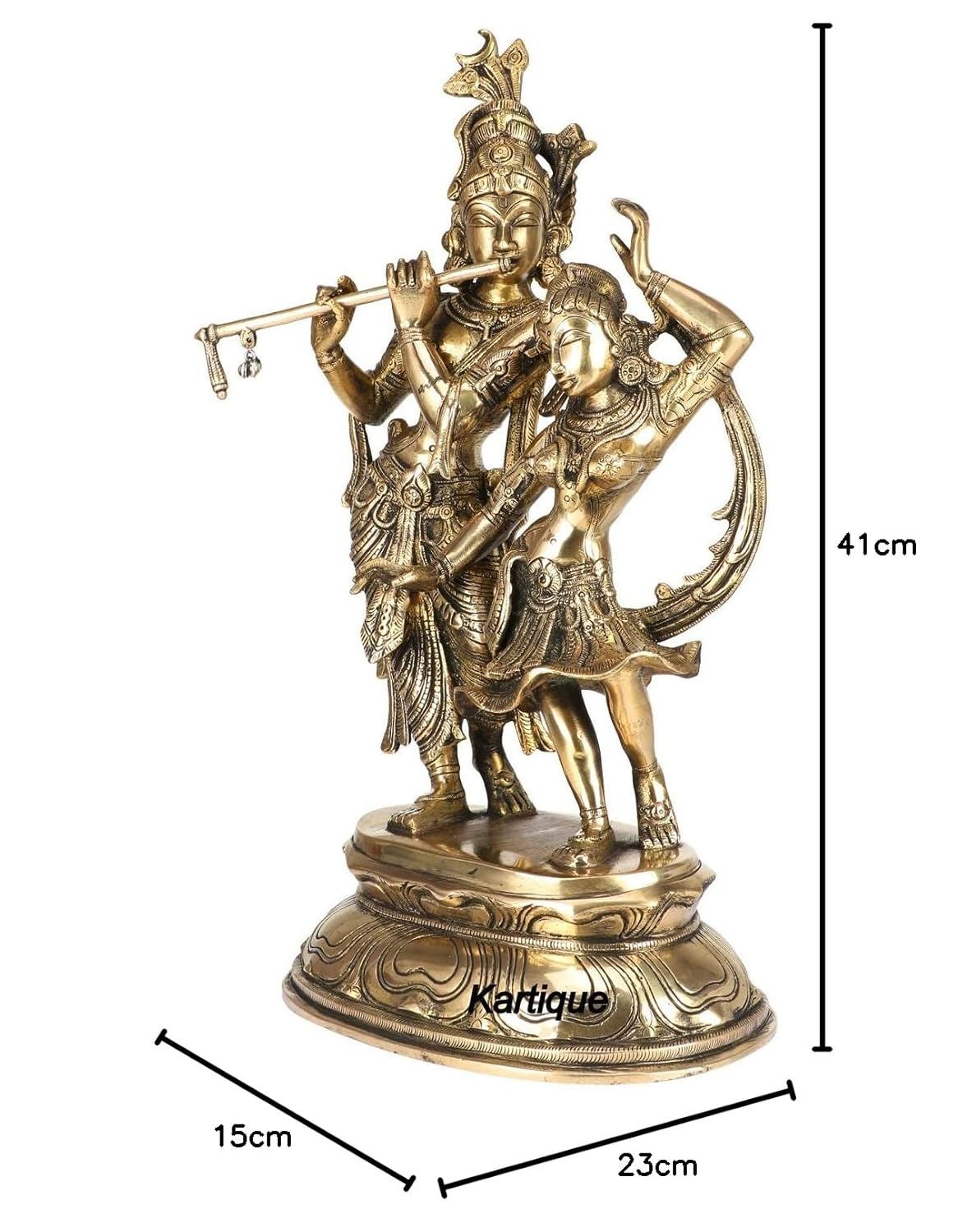 Brass Radha Krishna Murti Big Size Idol for Gift Height 16 Inch Weight 9.4 Kg Color Gold - SvarupArt