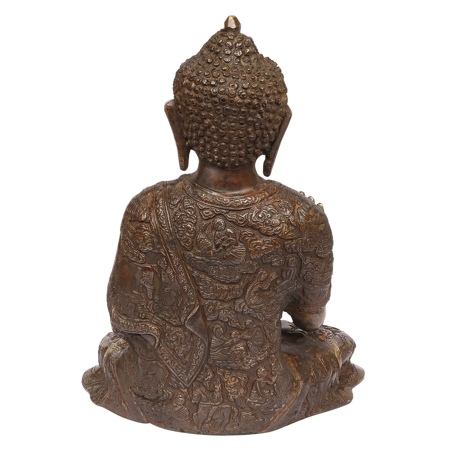 Brass Gautam Buddha Idol Statue Murti Draped in Stone Embellished Shawl for Home Decoration Blessing Buddha Height 12 Inch - SvarupArt