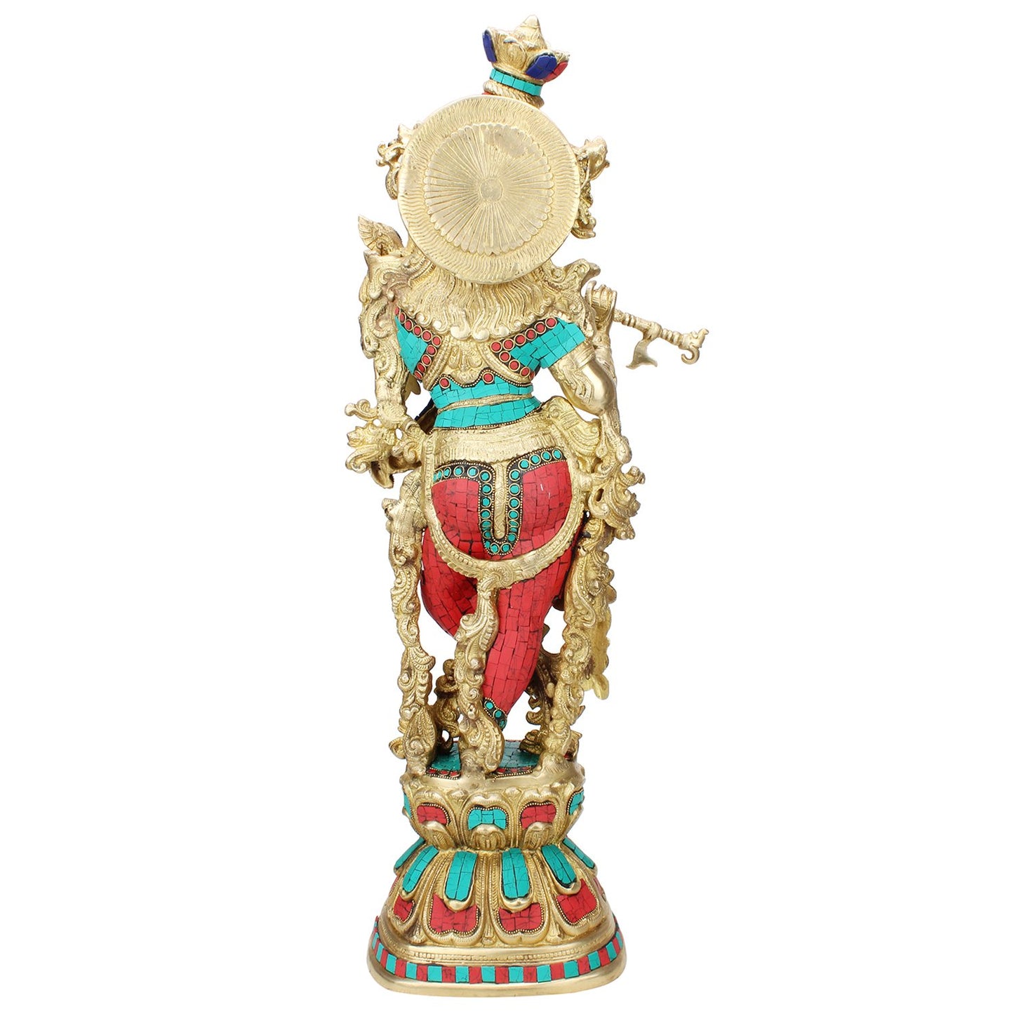 Big Brass Krishna Size Kishan Murti Idol Statue Sculpture Decorative Showpiece for Home Office Decor Height 29 Inch - SvarupArt