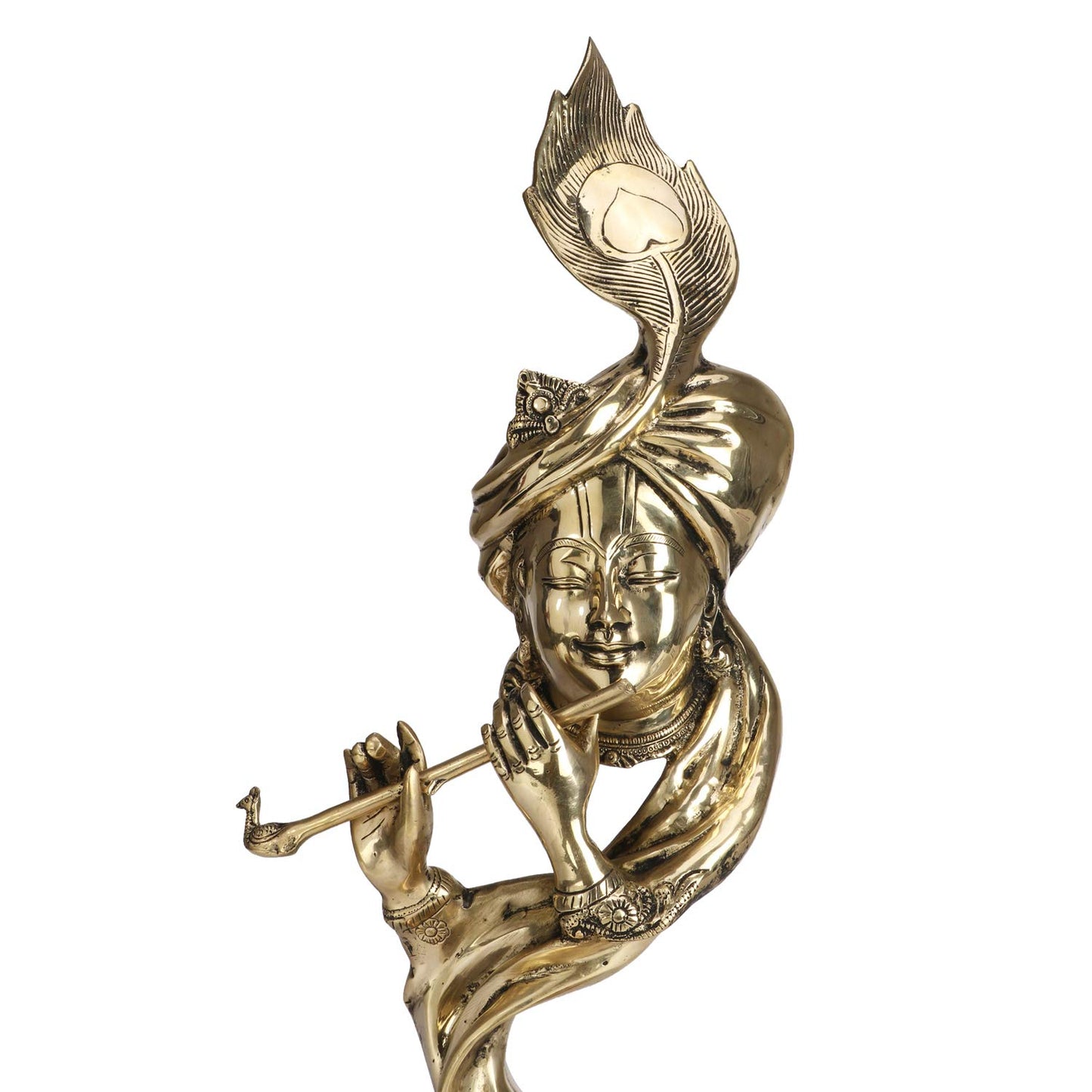 Brass Krishna Bhagwan Idol Murli Kishan Murti Playing Bansuri With Morpankh Gift for Home Mandir Decor Marriage Heigh... - SvarupArt
