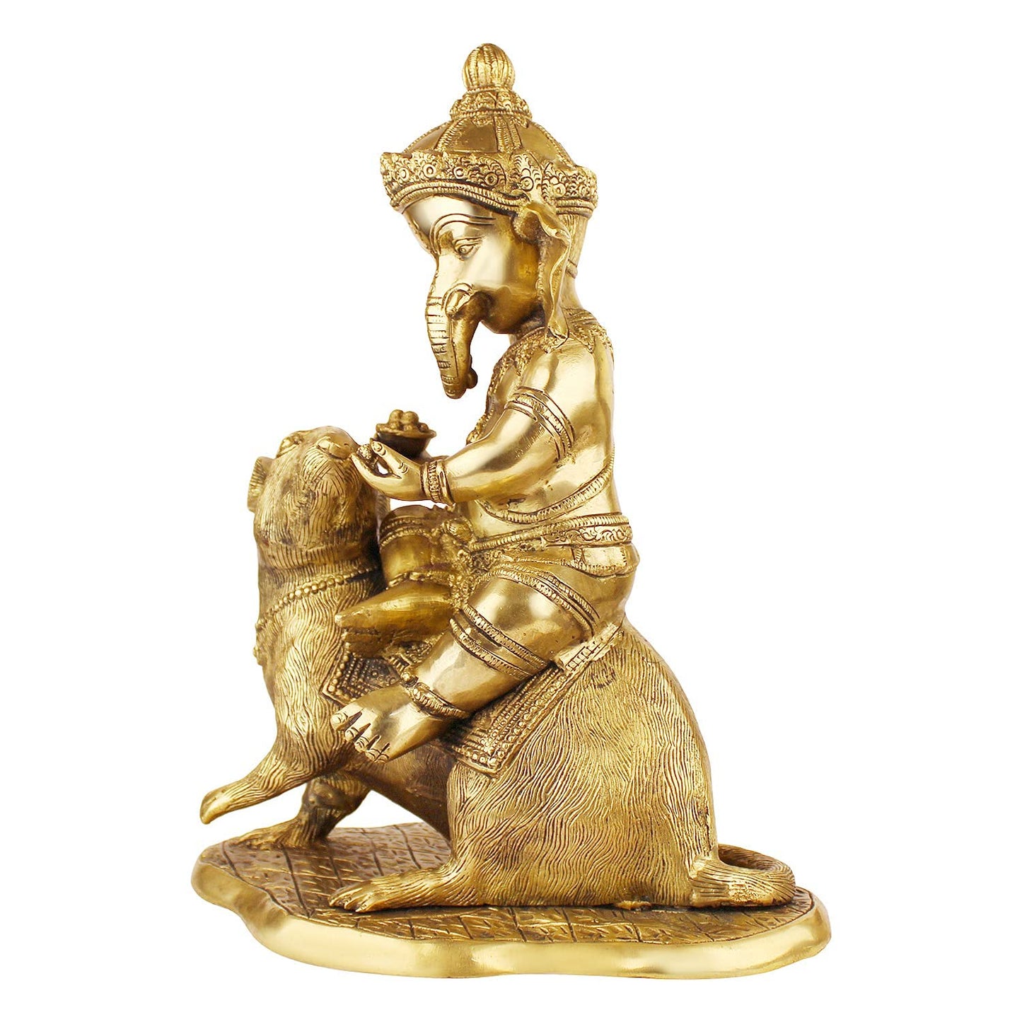 Brass Ganesha Idol for Home Decoration Ganpati Statue Murti for Gift Height 14 Inch Weight 9.2 Kg Color Gold - SvarupArt