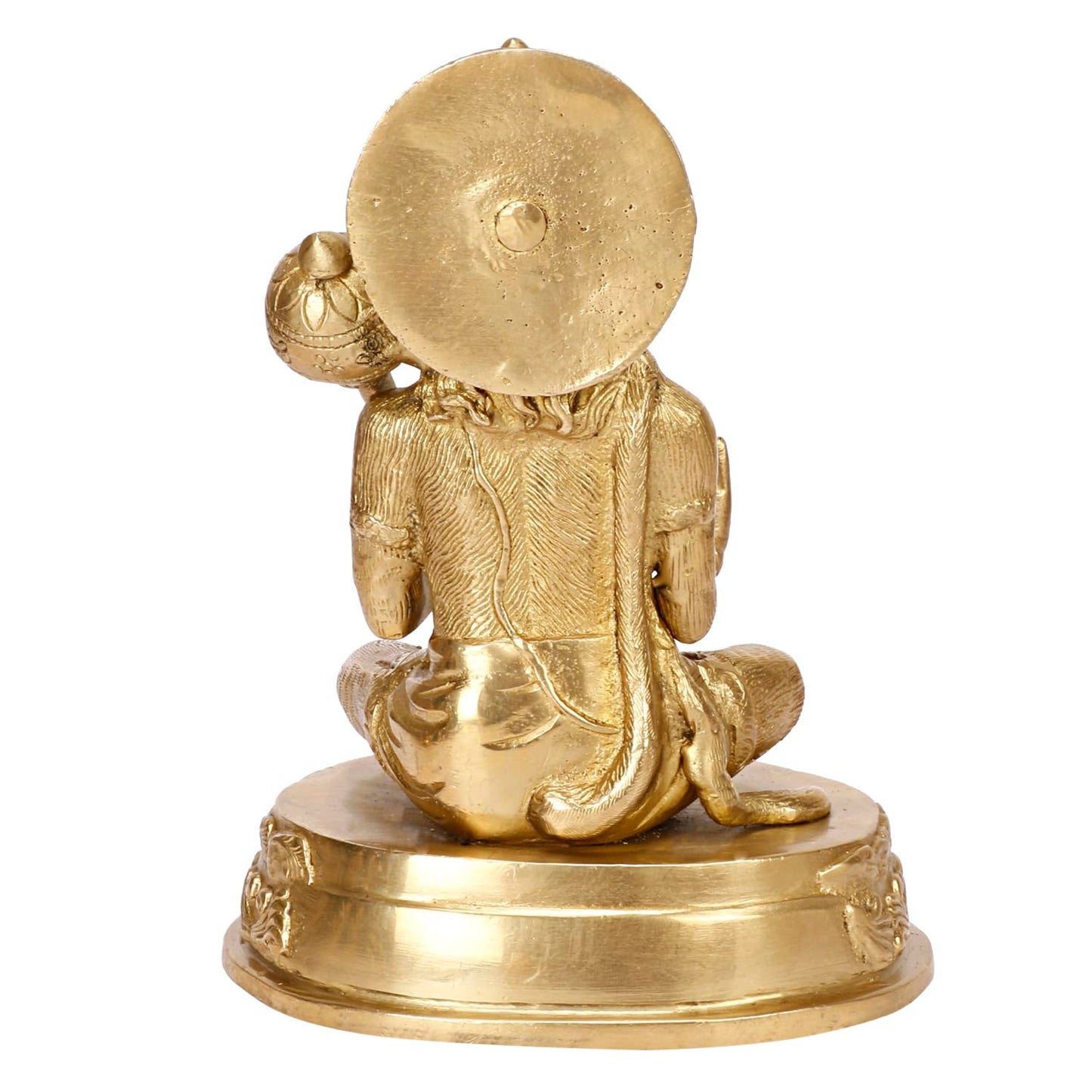 Brass Hanuman Ji Murti Blessing Lord Balaji Bajrangbali Sankat Mochan Bhagwan Idol Gold Color Height 7.5 Inches - SvarupArt