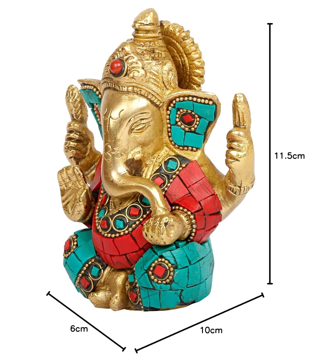 Brass Ganesh Bhagwan Idol Taj Ganesha Statue Ganpati Murti for Home Entrance Decor Diwali Gift 4.5 Inch - SvarupArt