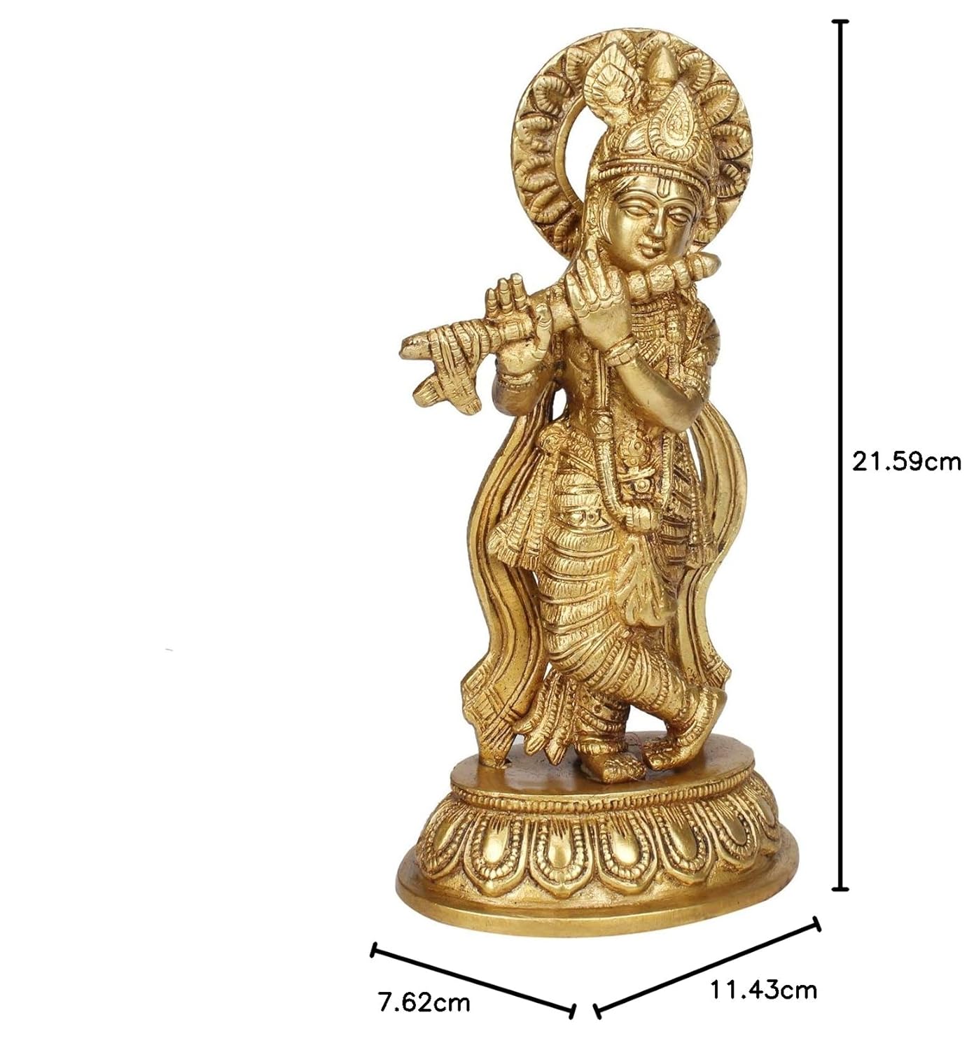 Brass Lord Krishna Idol Figurine Krishna Sculpture Decorative Showpiece Home Office Temple Gift Height 8 Inches - SvarupArt