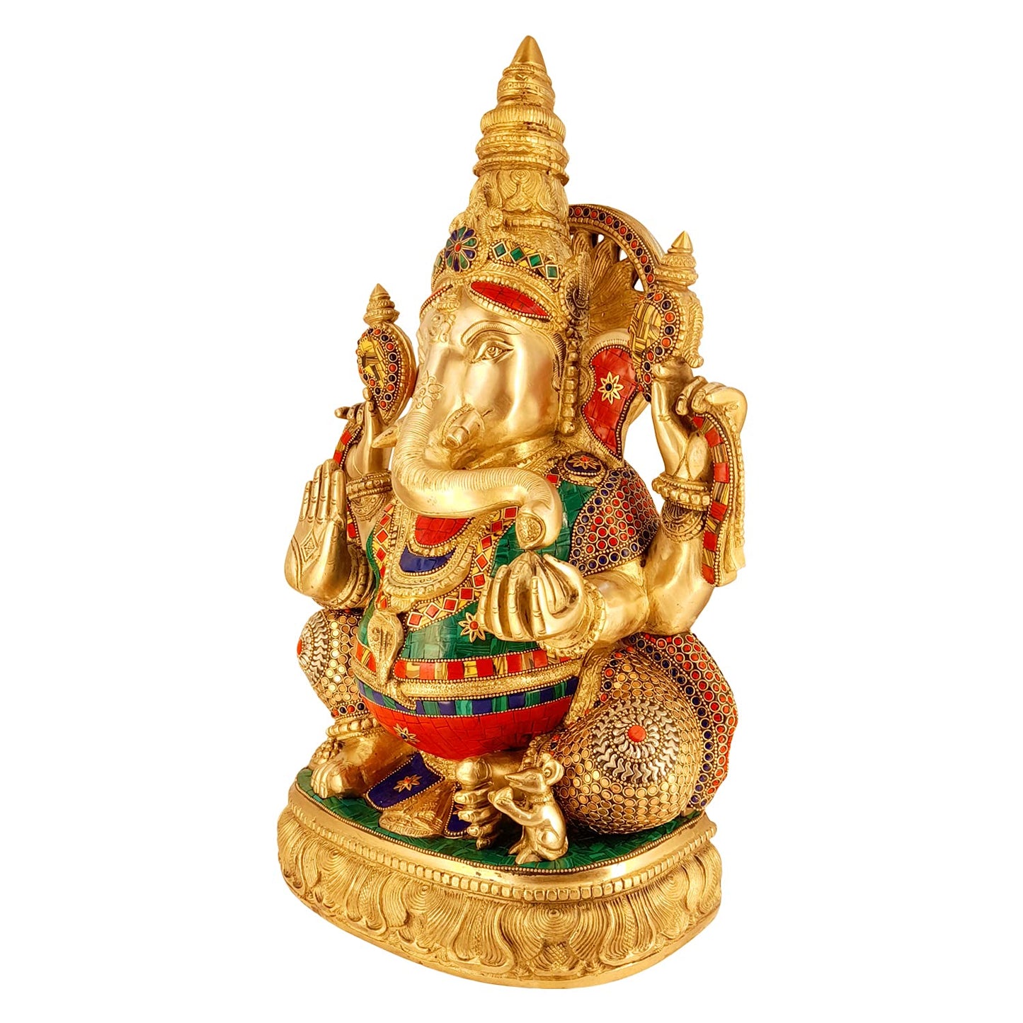 Brass Ganesha Idol for Home Decoration Ganpati Statue Murti for Gift Height 20 Inch Weight 23 Kg Color Multicolor - SvarupArt