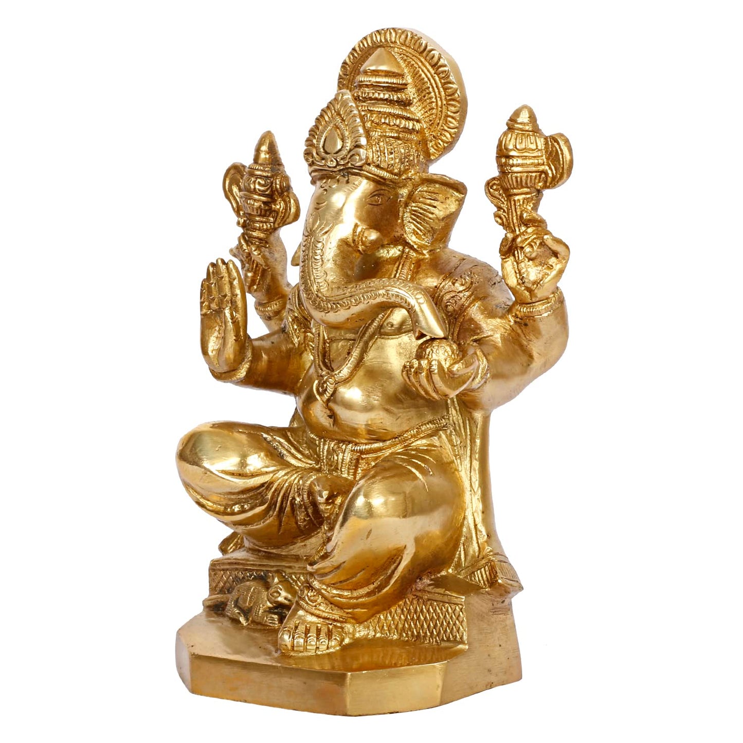 Brass Ganesh Bhagwan Idol Ganesha Statue Ganpati Murti for Home Entrance Decor Diwali Gift 8.25 Inch - SvarupArt