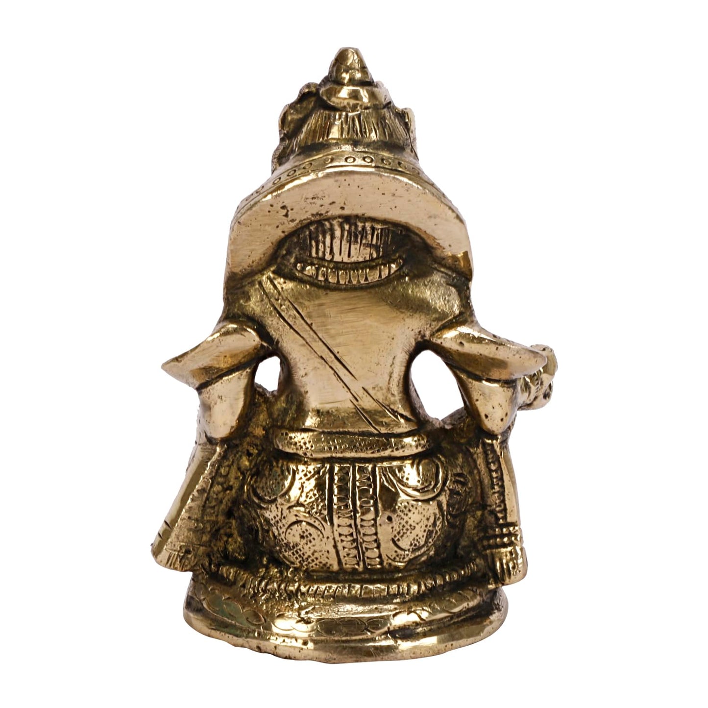 Brass Kuber Sitting Statue Yantra Vastu Remedy Shri Kubera Idol for Good Luck Money Gold Color (8x6x11 cm) - SvarupArt