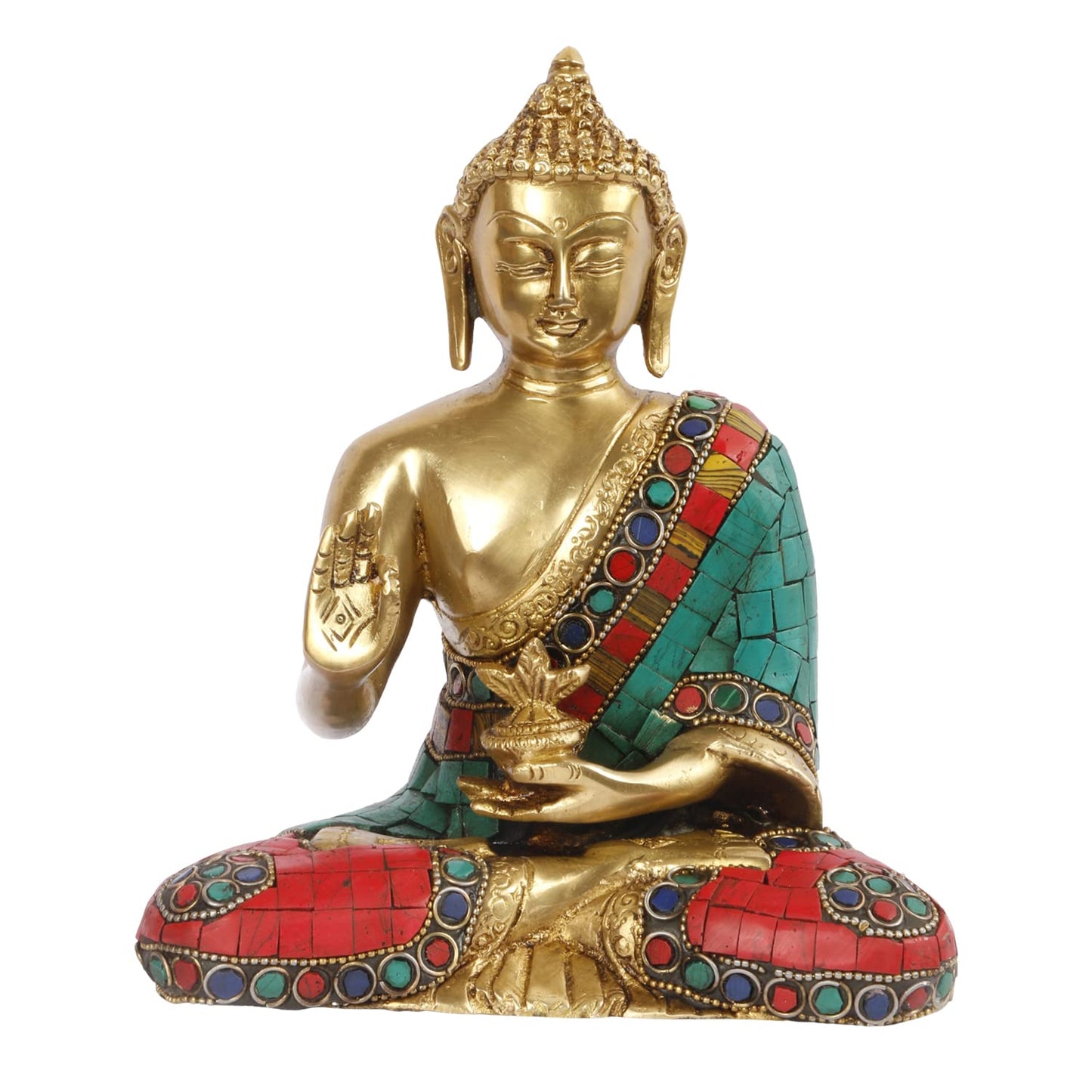 Brass Medicine Buddha statue for home as per Vastu for Home Decoration Office Table Showpiece Height 8 Inch - SvarupArt
