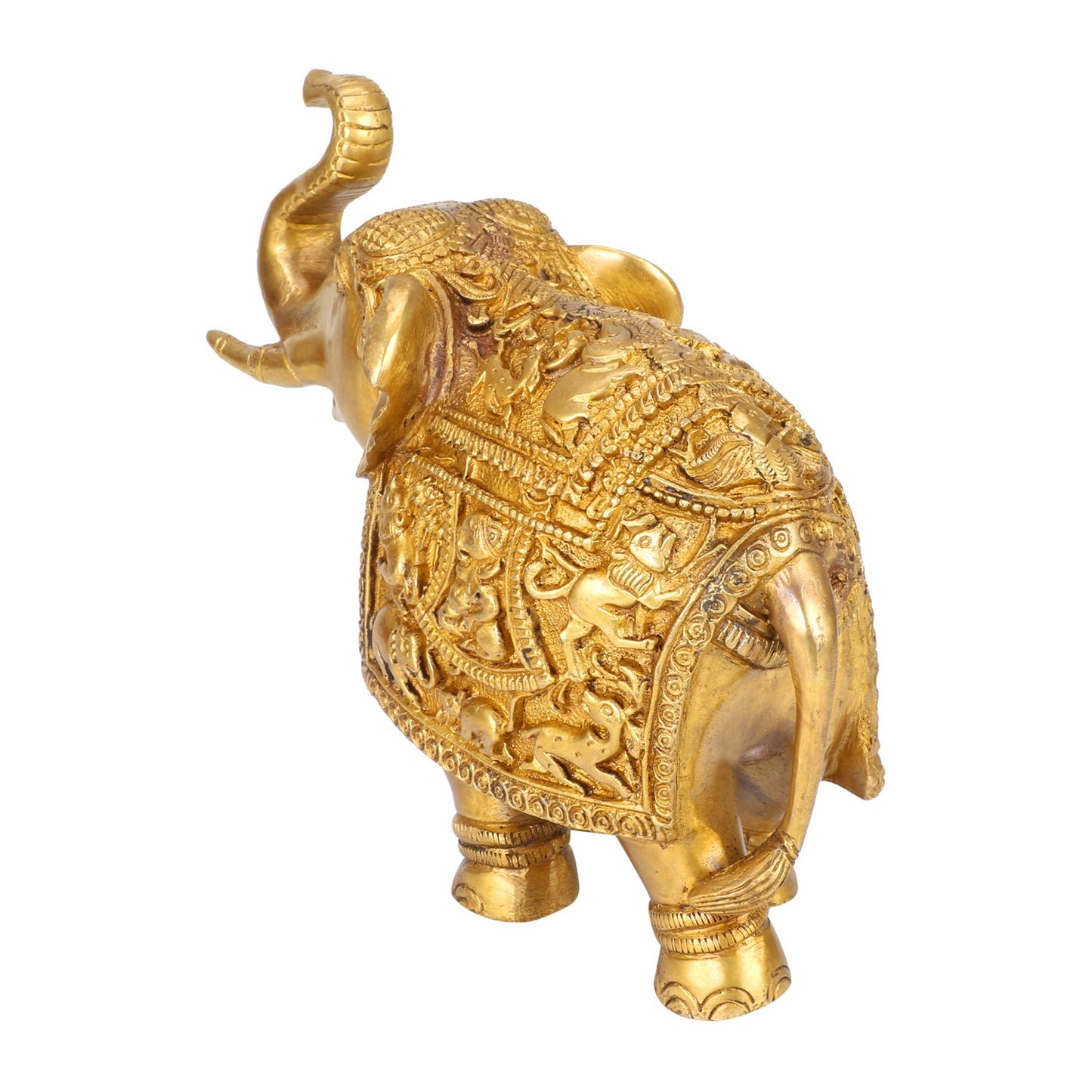 Brass Ganesha Carving Trunk Up Elephant Showpiece Figurine Fengshui Vastu Lucky Decorative Items for Home Decor - SvarupArt