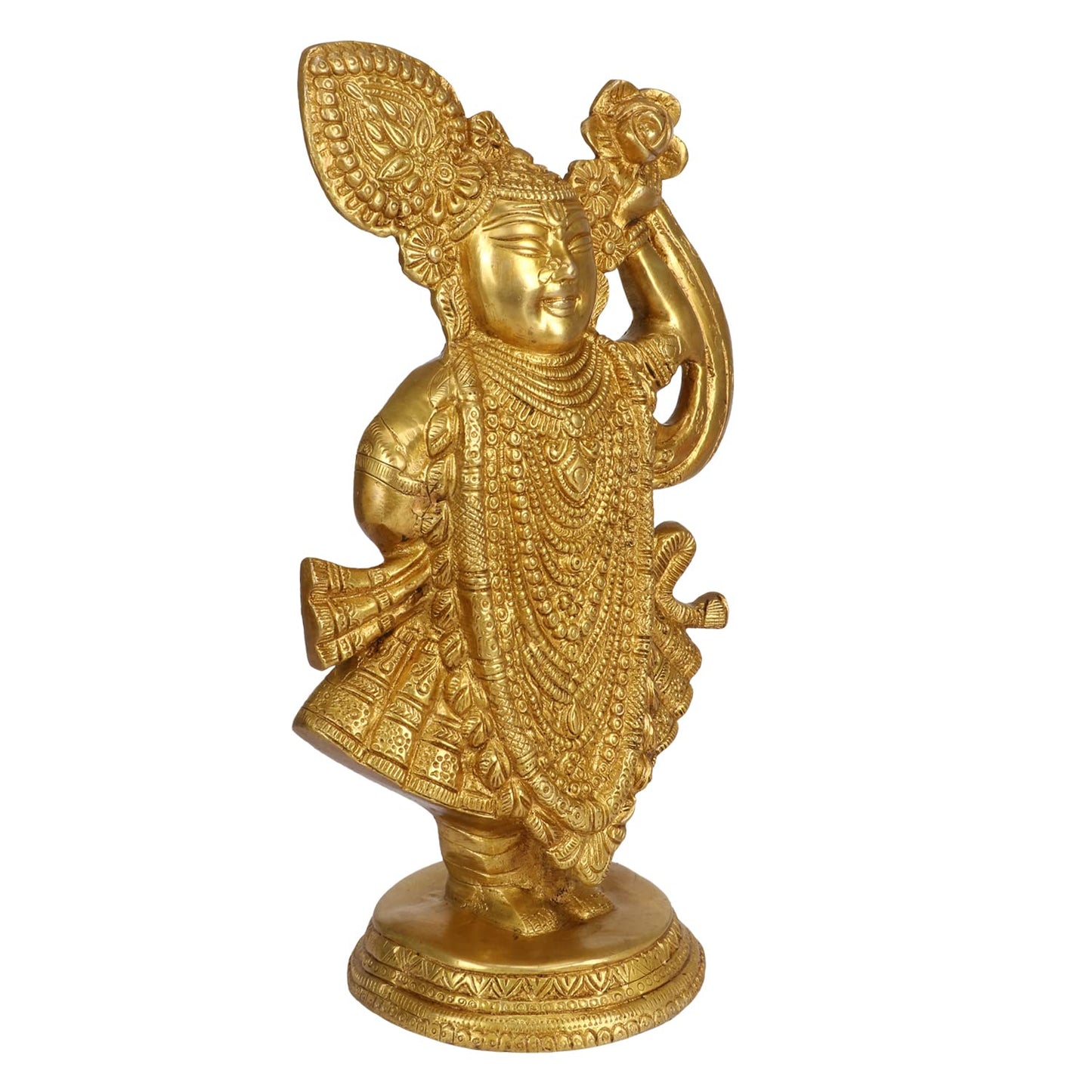 Brass Krishna Bhagwan Idol Murli Kishan Murti Playing Bansuri Gift for Home Mandir Decor Marriage Height 12.5 Inch We... - SvarupArt