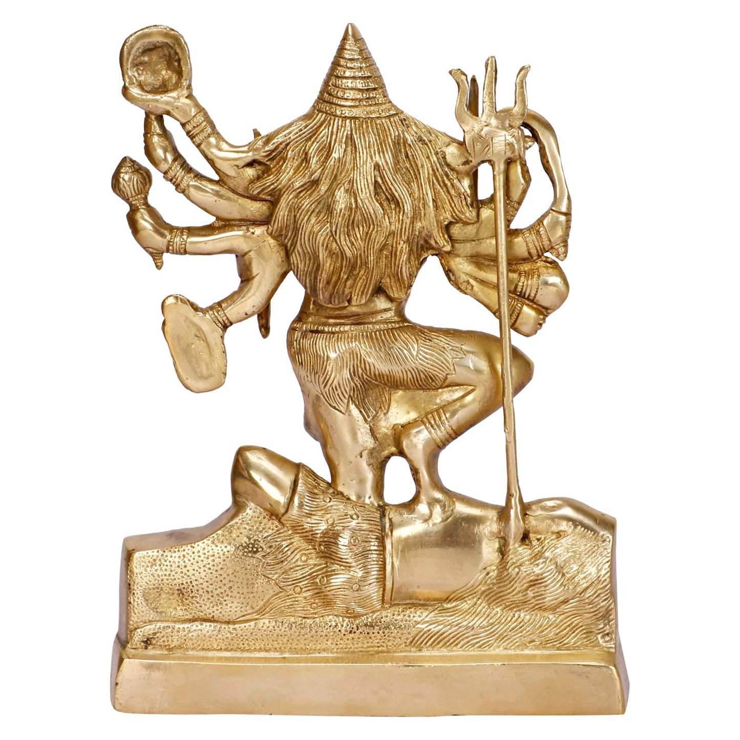 Kali Maa Murti Goddess Maha Kali Mahakali Kalika Maa Brass Statue Sculpture Idol Murti Decor Gold Color (Height 12 Inch) - SvarupArt