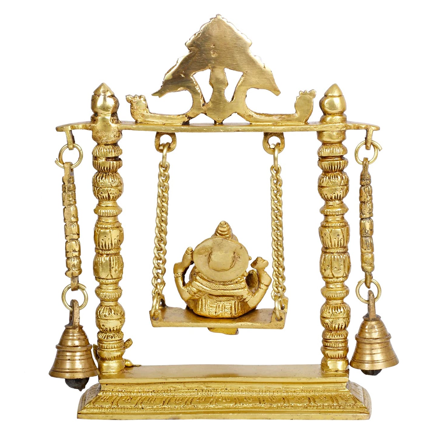 Brass Lord Ganesha Jhula with Hanging Bells Idol for Gift Ganpati Statue Puja Home Decor Office Decoration Vinayaka M... - SvarupArt