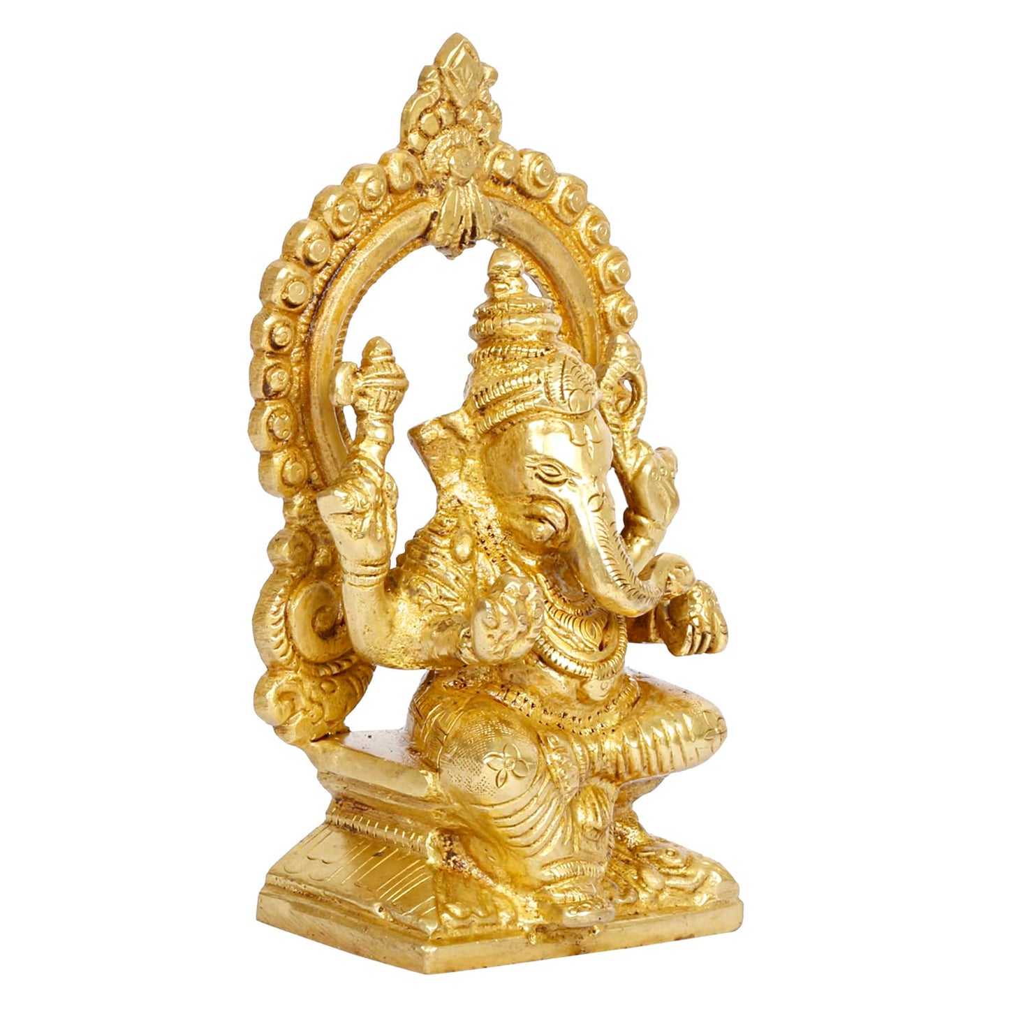 Brass Sitting Ganesha Idol Ganesha Statue Ganpati Murti for Home Entrance Decor Height 6 Inch. - SvarupArt