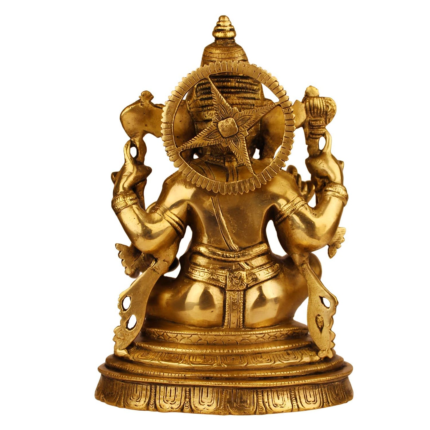 Brass Ganesha Idol for Home Decoration Ganpati Statue Murti for Gift Height 11 Inch Weight 4.4 Kg Color Gold - SvarupArt