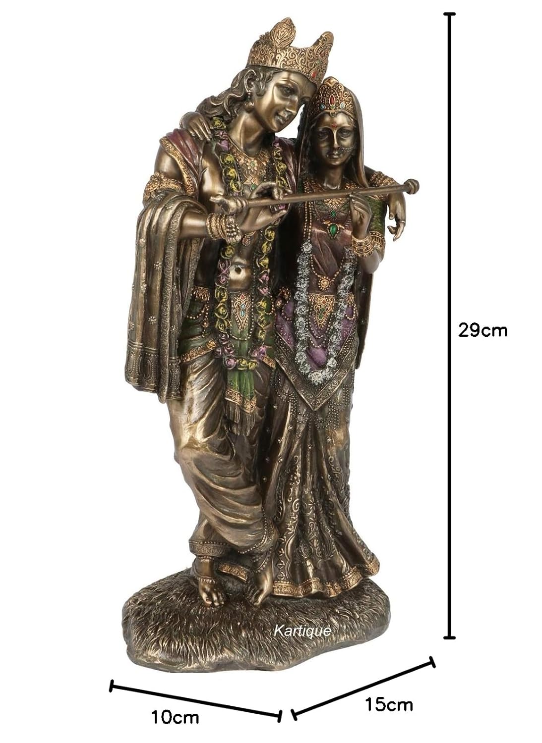 Resin Radha Krishna Murti Big Size Idol for Gift Height 11.5 Inch Color Antique - SvarupArt