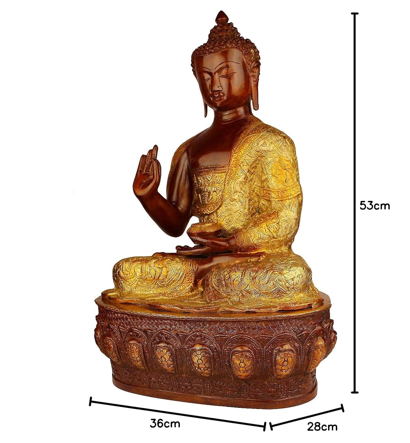 Brass Gautam Buddha Idol Statue Murti Draped in Stone Embellished Shawl for Home Decoration Blessing Buddha Height 21 Inch - SvarupArt