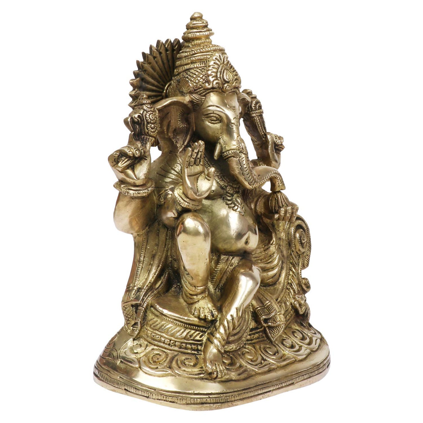 Brass Ganesha Idol for Home Decoration Ganpati Statue Murti for Gift Height 10 Inch Weight 4.6 Kg Color Gold - SvarupArt