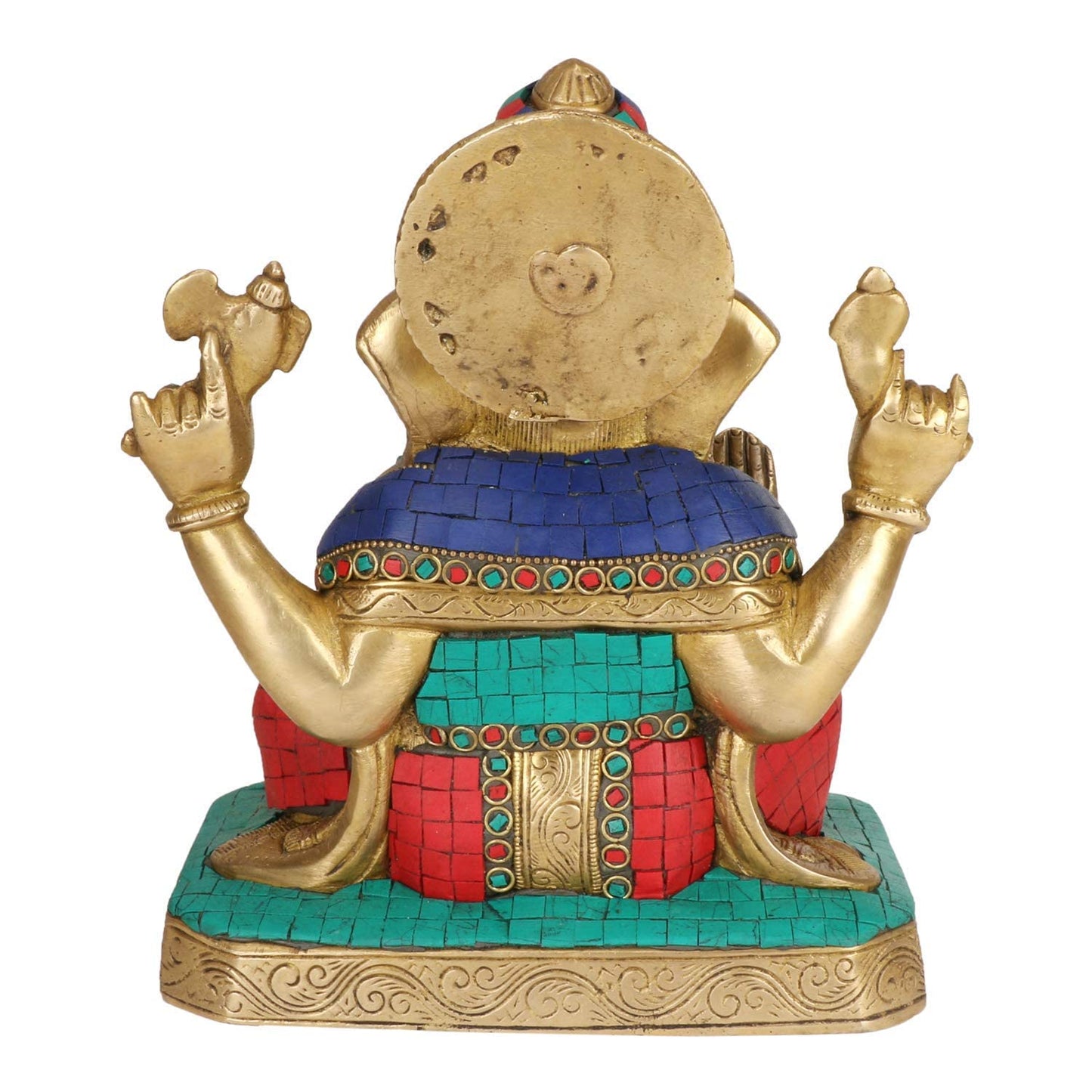 Brass Ganesha Idol for Home Decoration Ganpati Statue Murti for Gift Height 8.5 Inch Weight 4.7 Kg Color Multicolor - SvarupArt