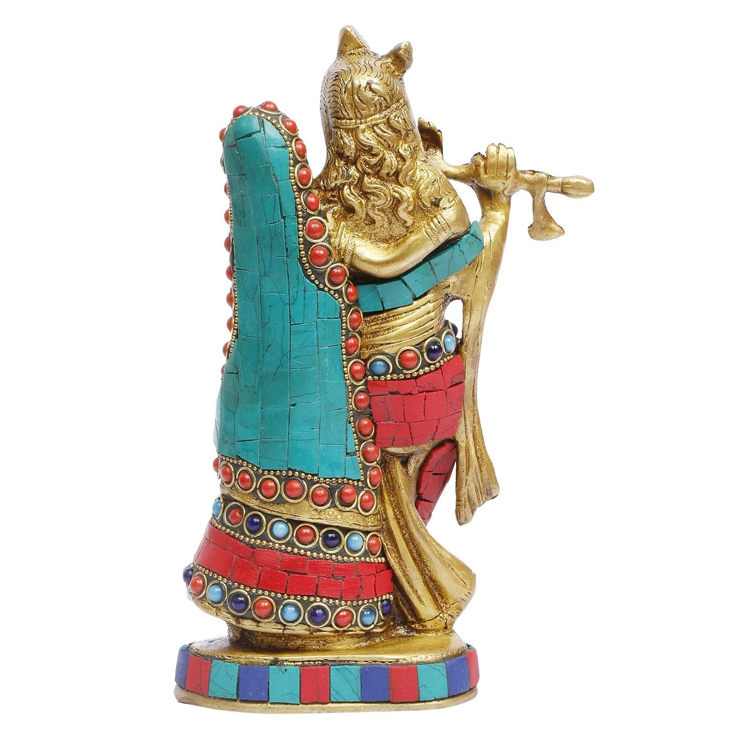 Brass Radha Krishna Idol Statue Playing Flute for Puja Mandir Radha Krishan Murti Sculpture Gift & Home Decor - SvarupArt