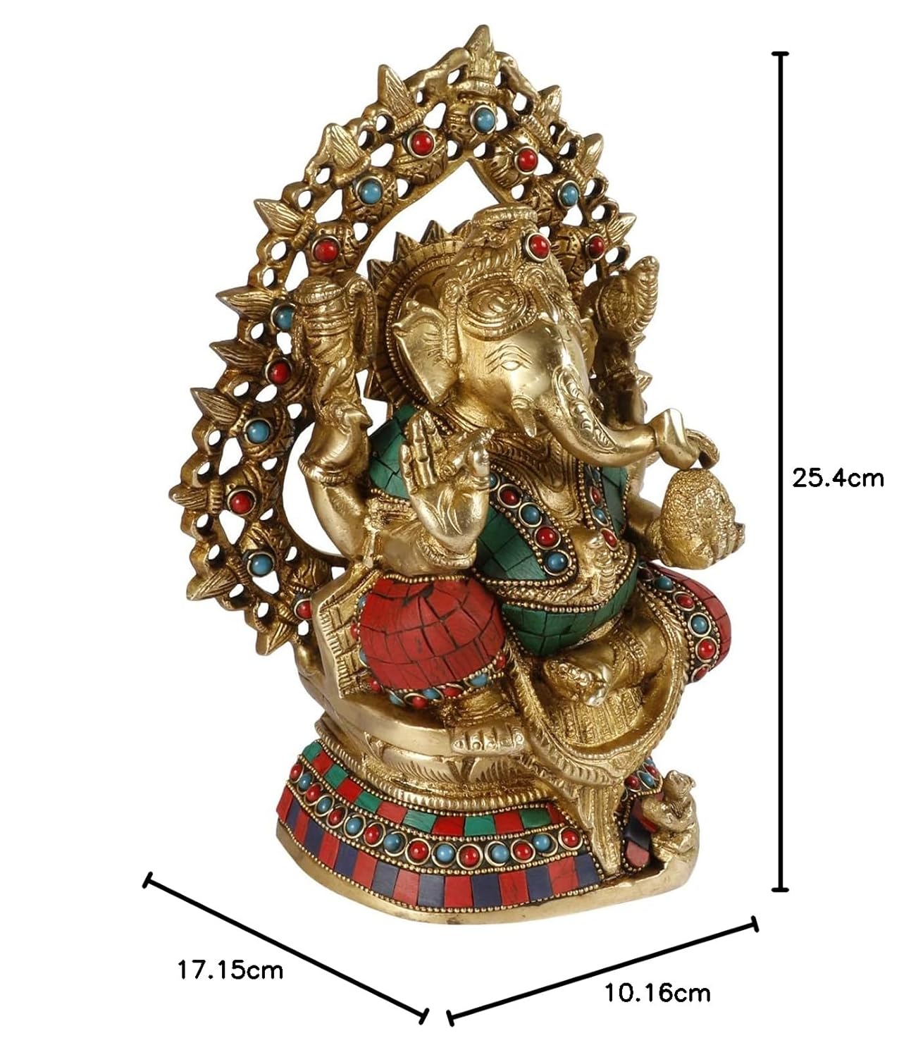 Brass Ganesha Idol for Home Decoration Ganpati Statue Murti for Gift Height 10 Inch Weight 3.6 Kg Color Multicolor - SvarupArt