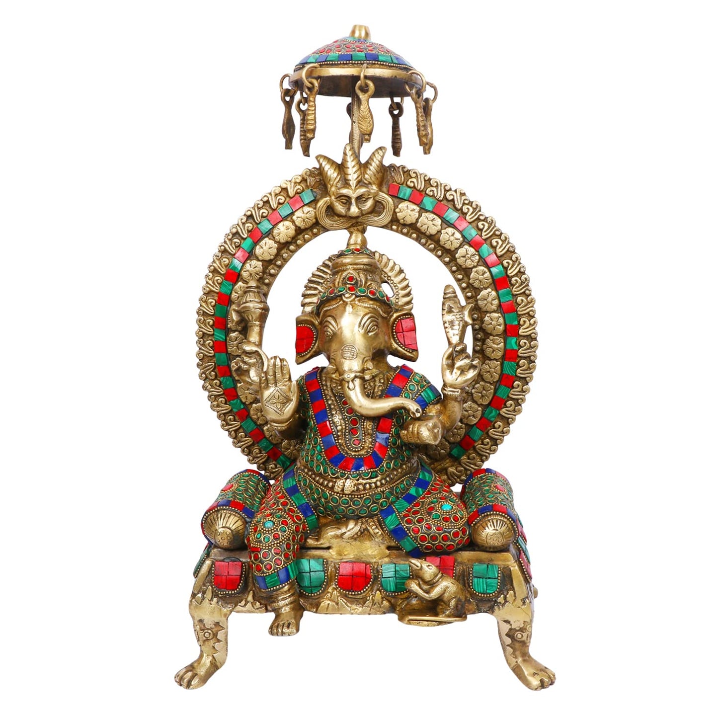 Brass Ganesha Idol for Home Decoration Ganpati Statue Murti for Gift Height 17 Inch Weight 9.5 Kg Color Multicolor - SvarupArt