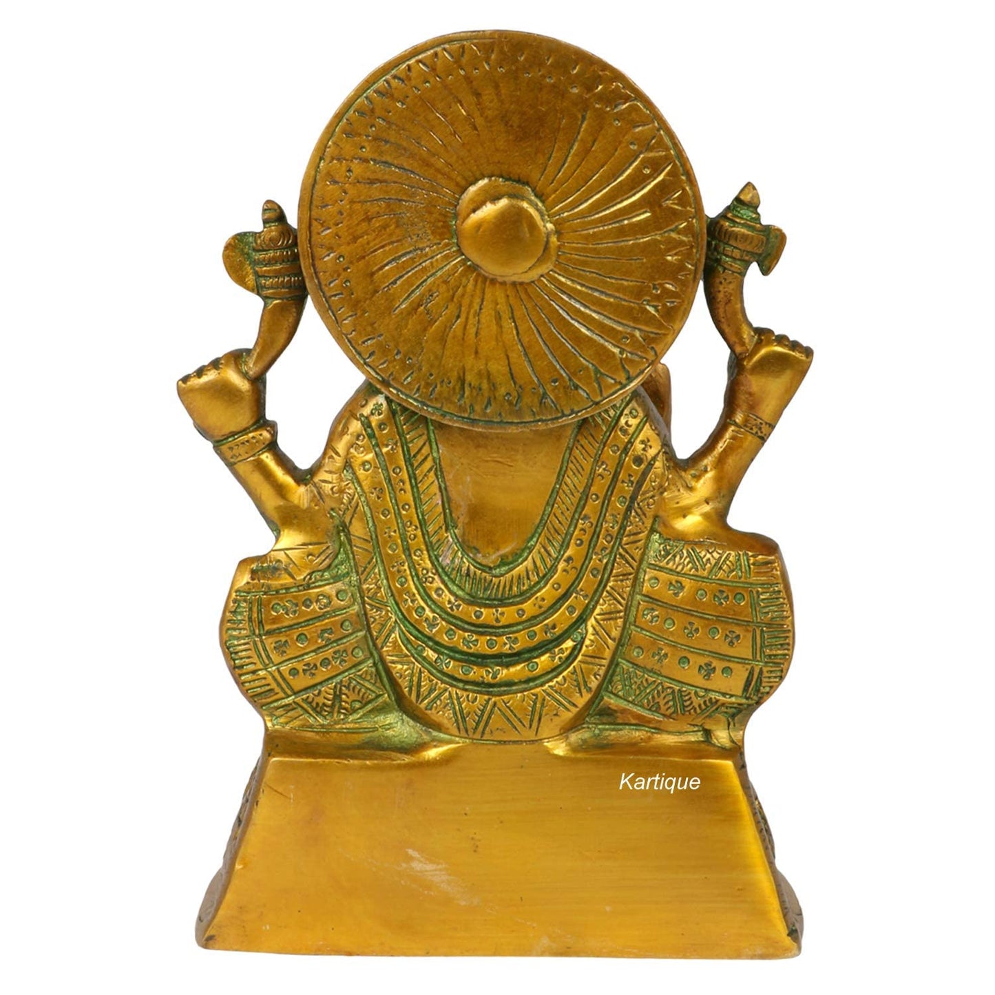 Brass Ganesha Idol for Home Decoration Ganpati Statue Murti for Gift Height 8 Inch Weight 2.5 Kg Color Green - SvarupArt
