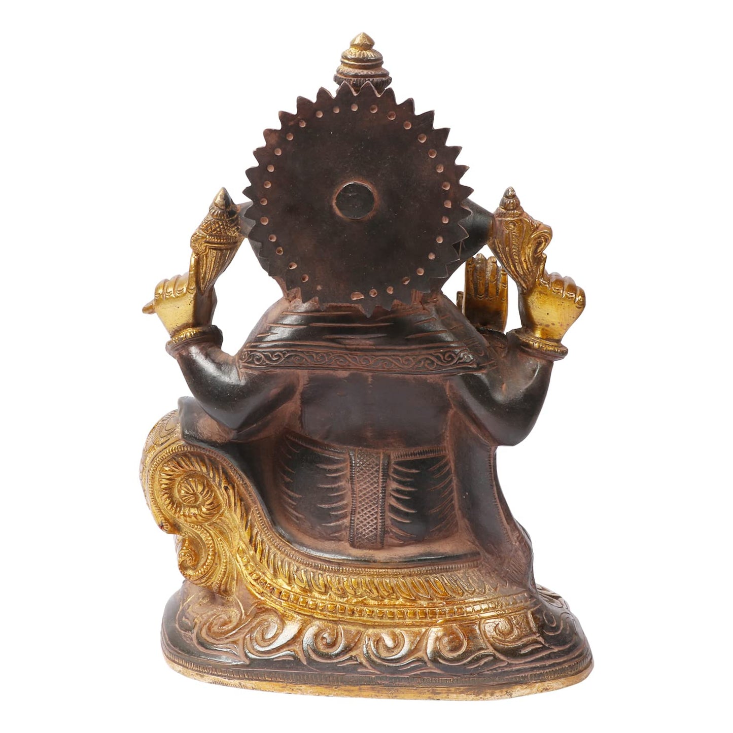 Brass Ganesha Idol on Singhasan for Home Decoration Ganpati Statue Murti for Gift Height 10 Inch Weight 4.5 Kg Color - SvarupArt