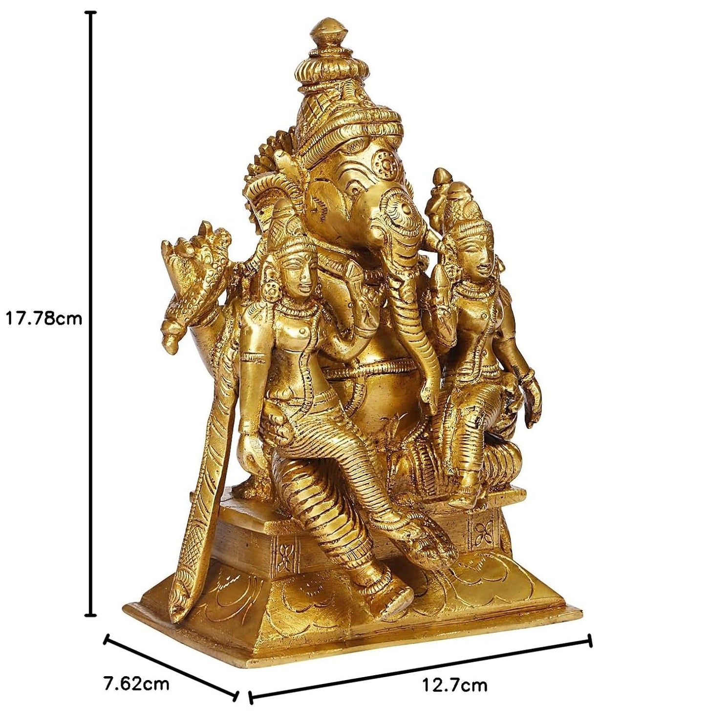 Brass Ganesha Idol for Home Decoration Ganpati Statue Murti for Gift Height 7 Inch Weight 2.7 Kg Color Gold - SvarupArt