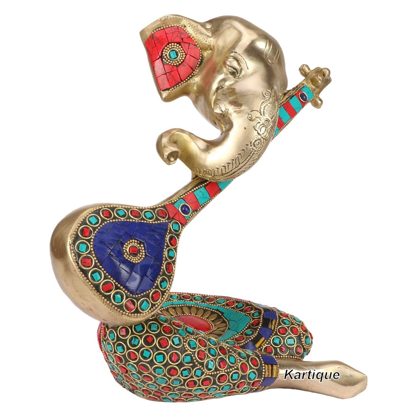 Brass Ganesha Idol for Home Decoration Ganpati Statue Murti for Gift Height 10.5 Inch Weight 4.4 Kg Color Multicolor - SvarupArt