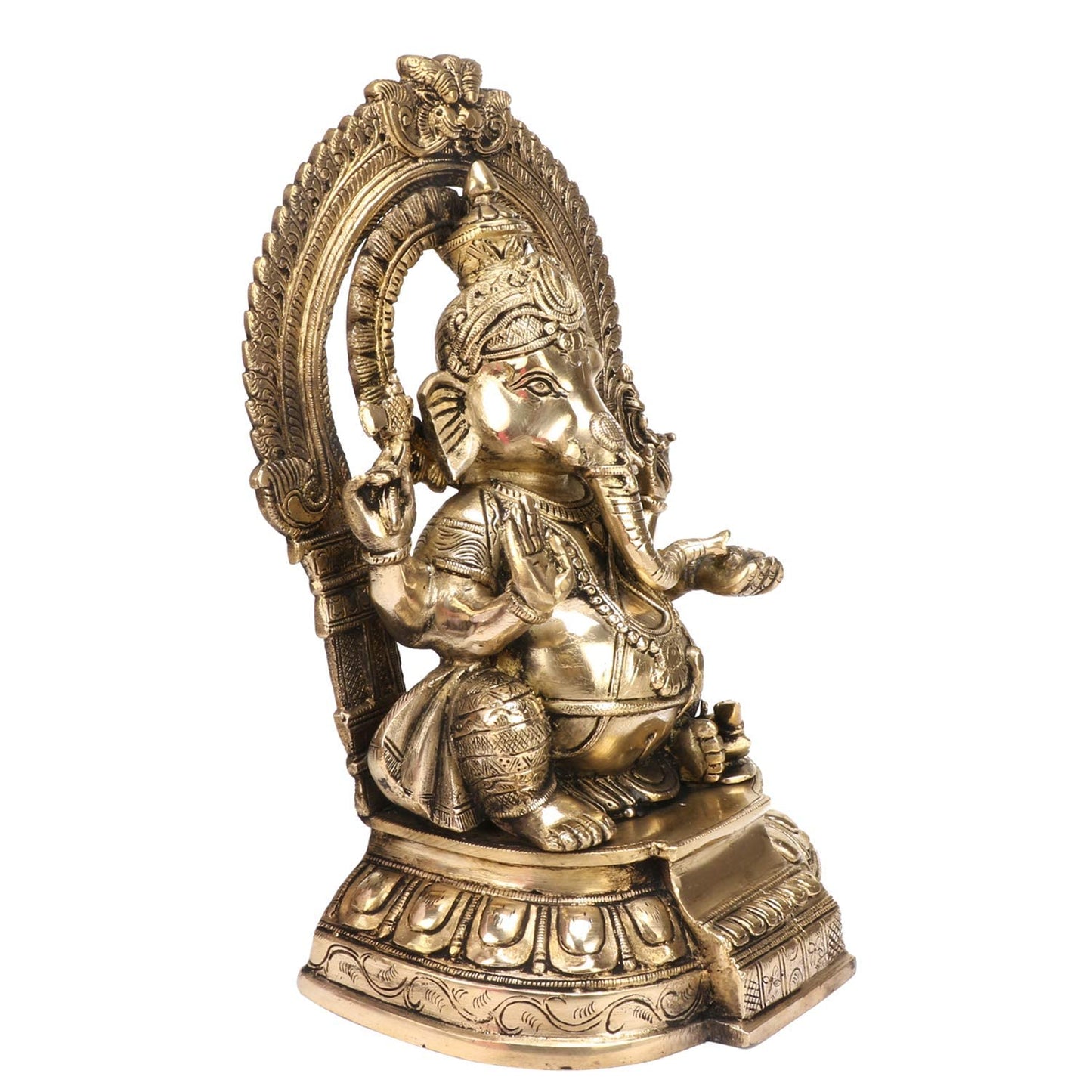 Brass Ganesha Idol for Home Decoration Ganpati Statue Murti for Gift Height 12 Inch Weight 4.5 Kg Color Gold - SvarupArt
