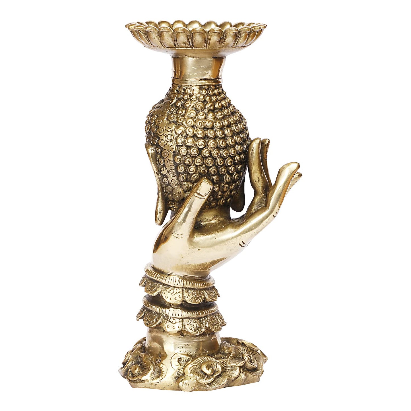 Brass Lord Buddha Head Meditating Statue for Home & Office Decor Showpiece - Big Size Height 10.5 Inch Weight 3 Kg - SvarupArt